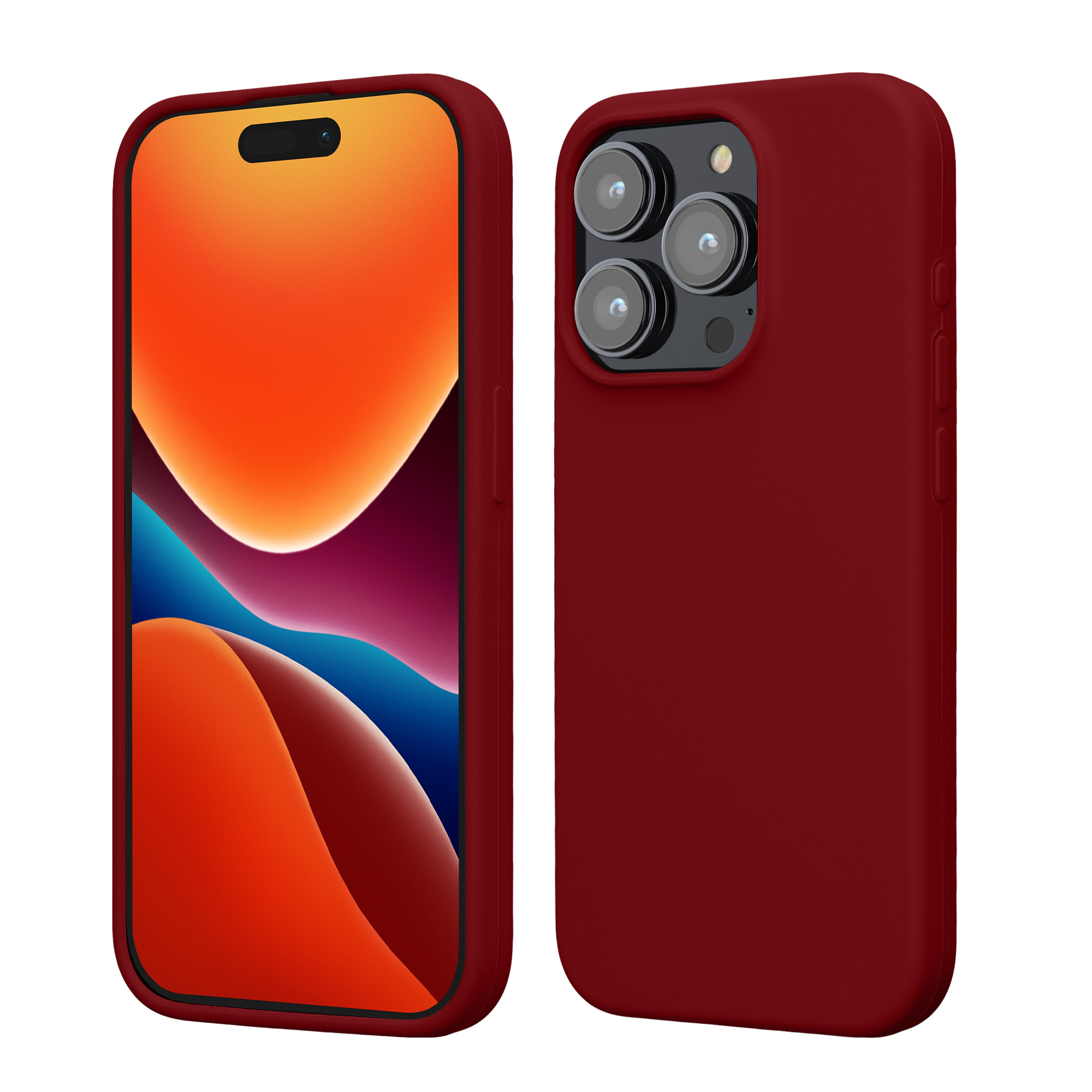 Silikonový kryt kwmobile pro iPhone 15 Pro - rebarborově červená