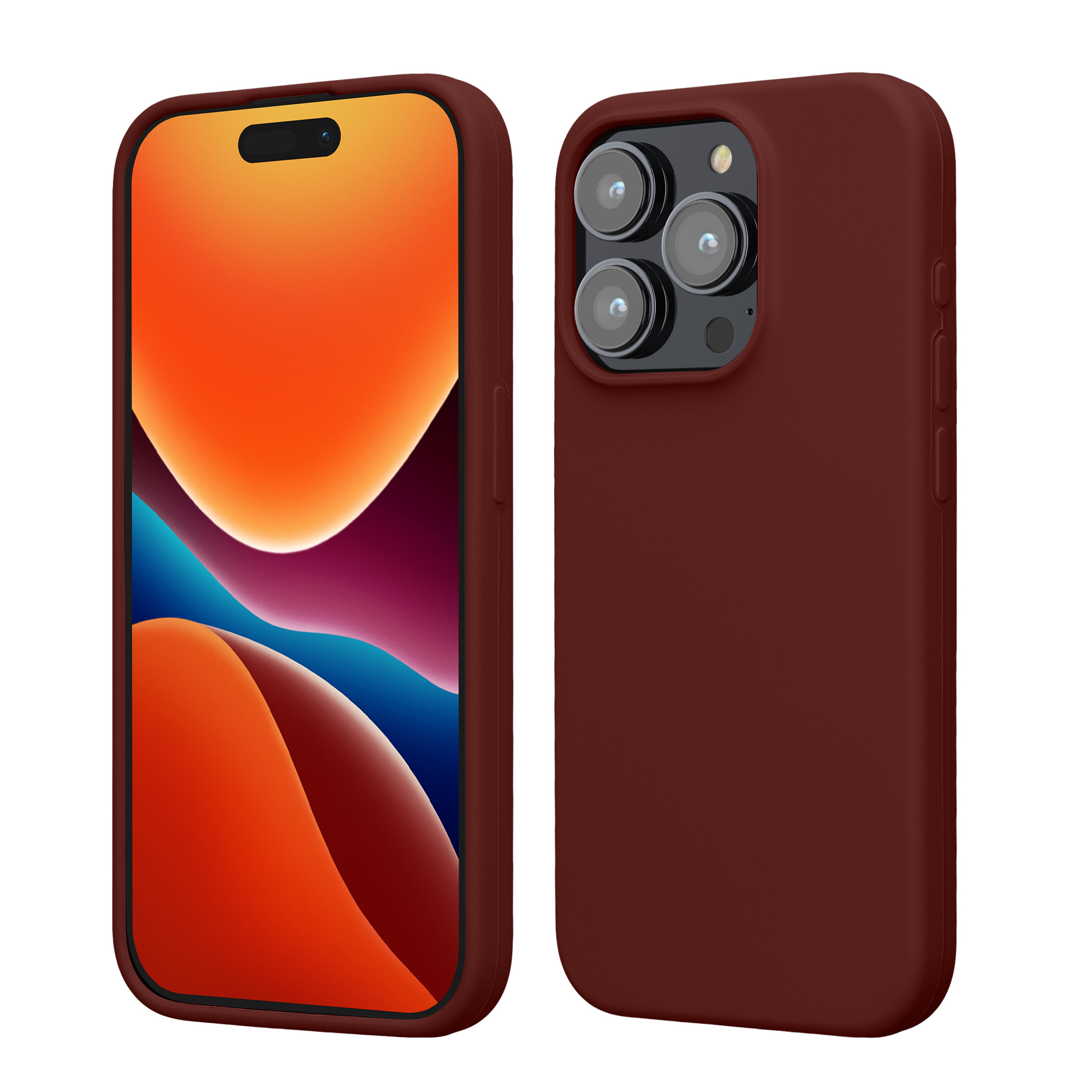 Kryt kwmobile TPU silikonový iPhone 15 Pro červenohnědá