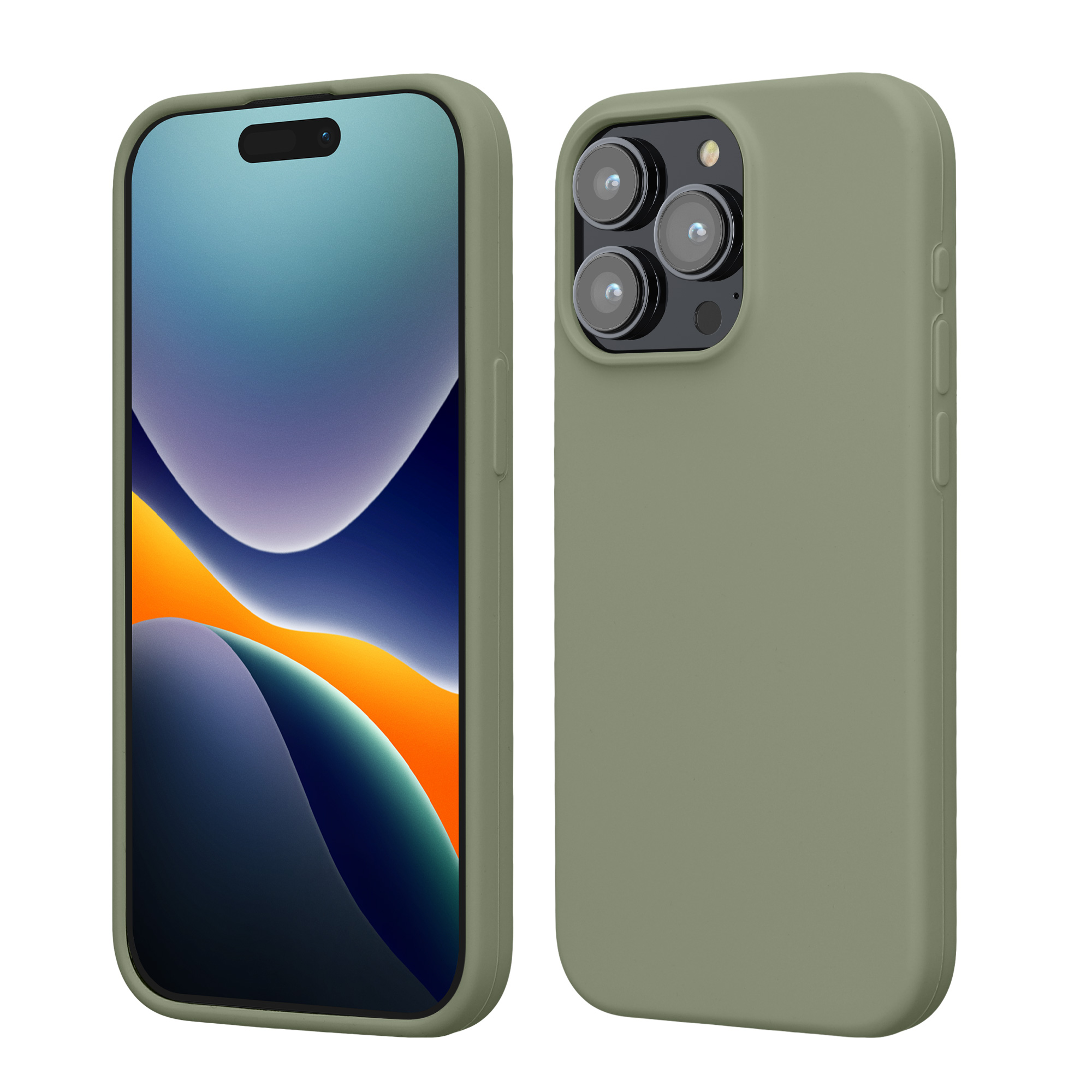 Silikonový kryt kwmobile pro iPhone 15 Pro Max - šedozelená