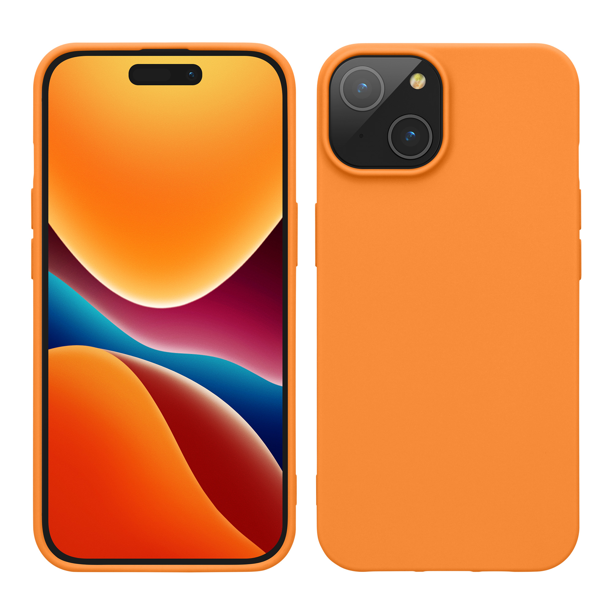 Kryt kwmobile slim soft-touch iPhone 15 oranžová