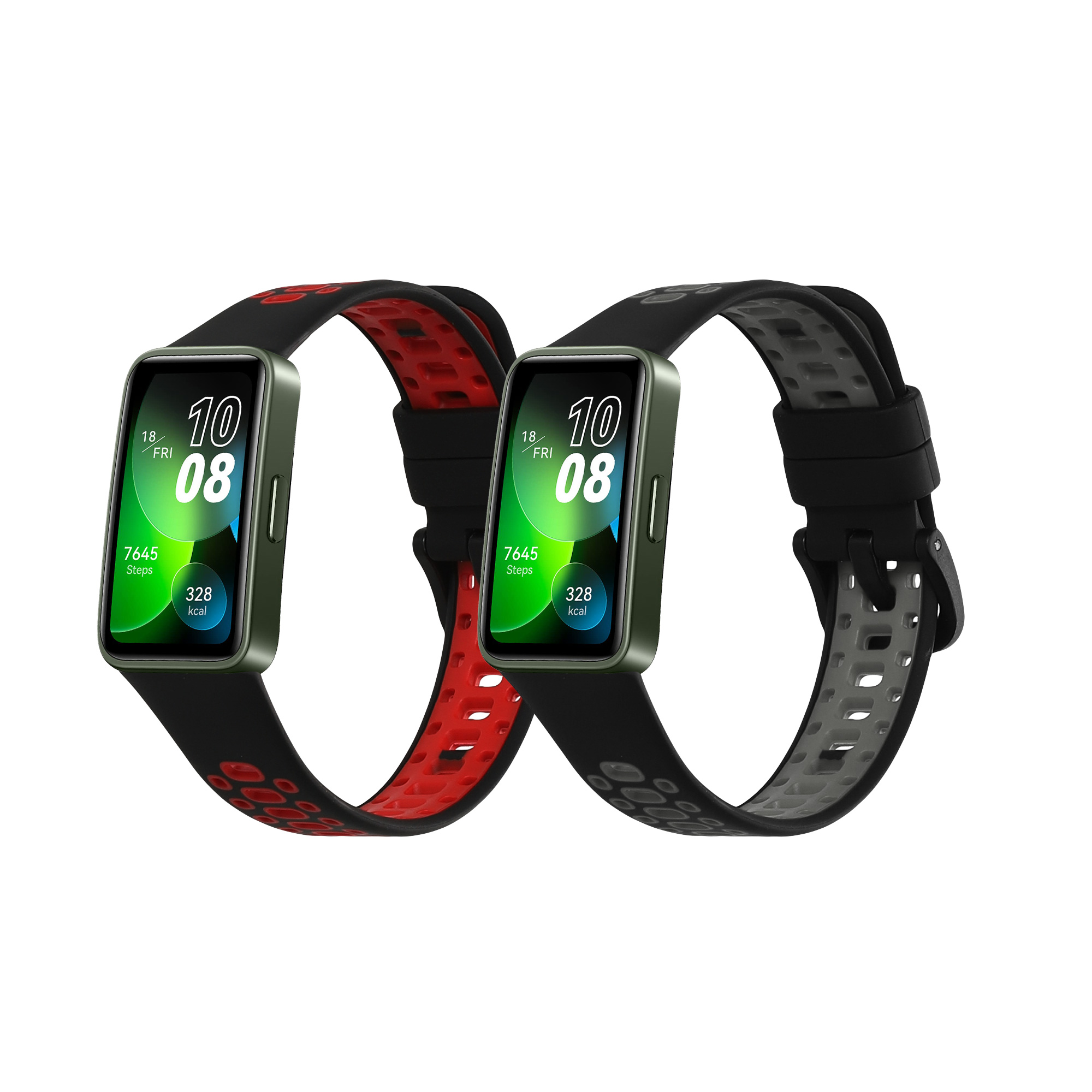 Sada řemínků na chytré hodinky Huawei Band 10 / 9 / 8 2 ks černo-červeno-černo-šedé