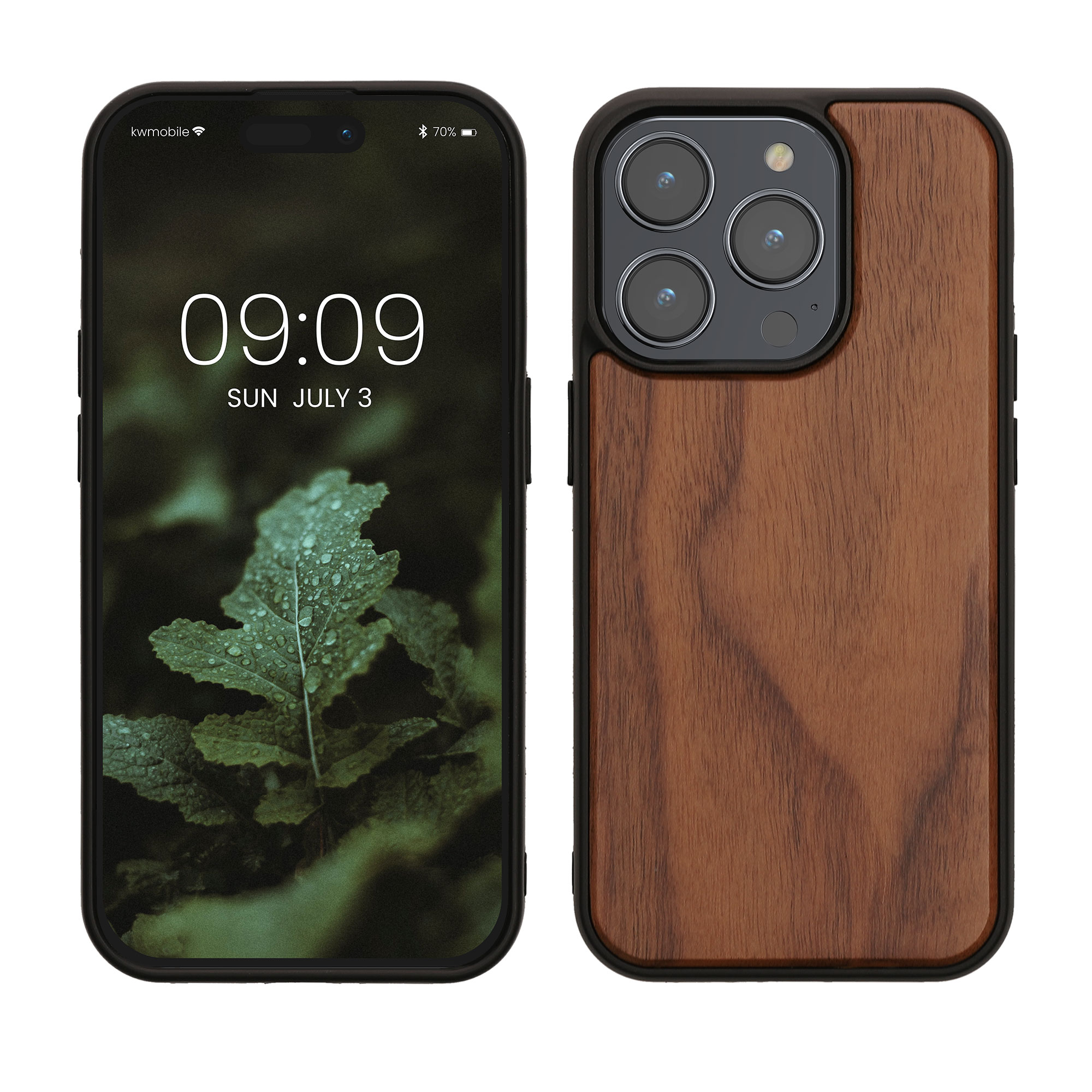 Kryt kwmobile dřevo iPhone 15 Pro tmavě hnědá
