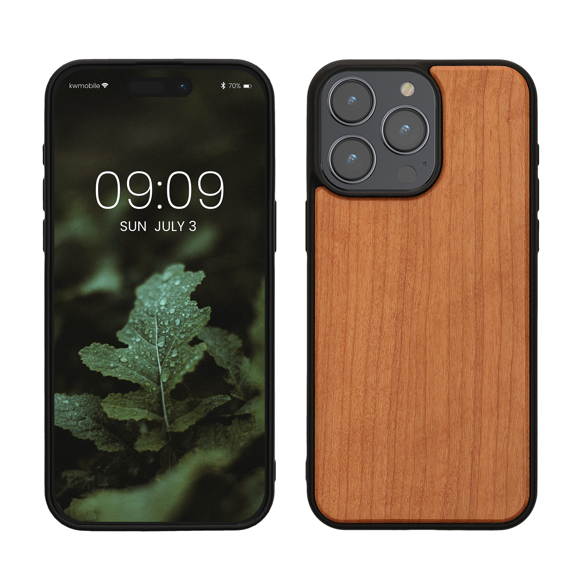 Pouzdro z pravého dřeva pro iPhone 15 Pro Max kwmobile dřevěné - hnědá
