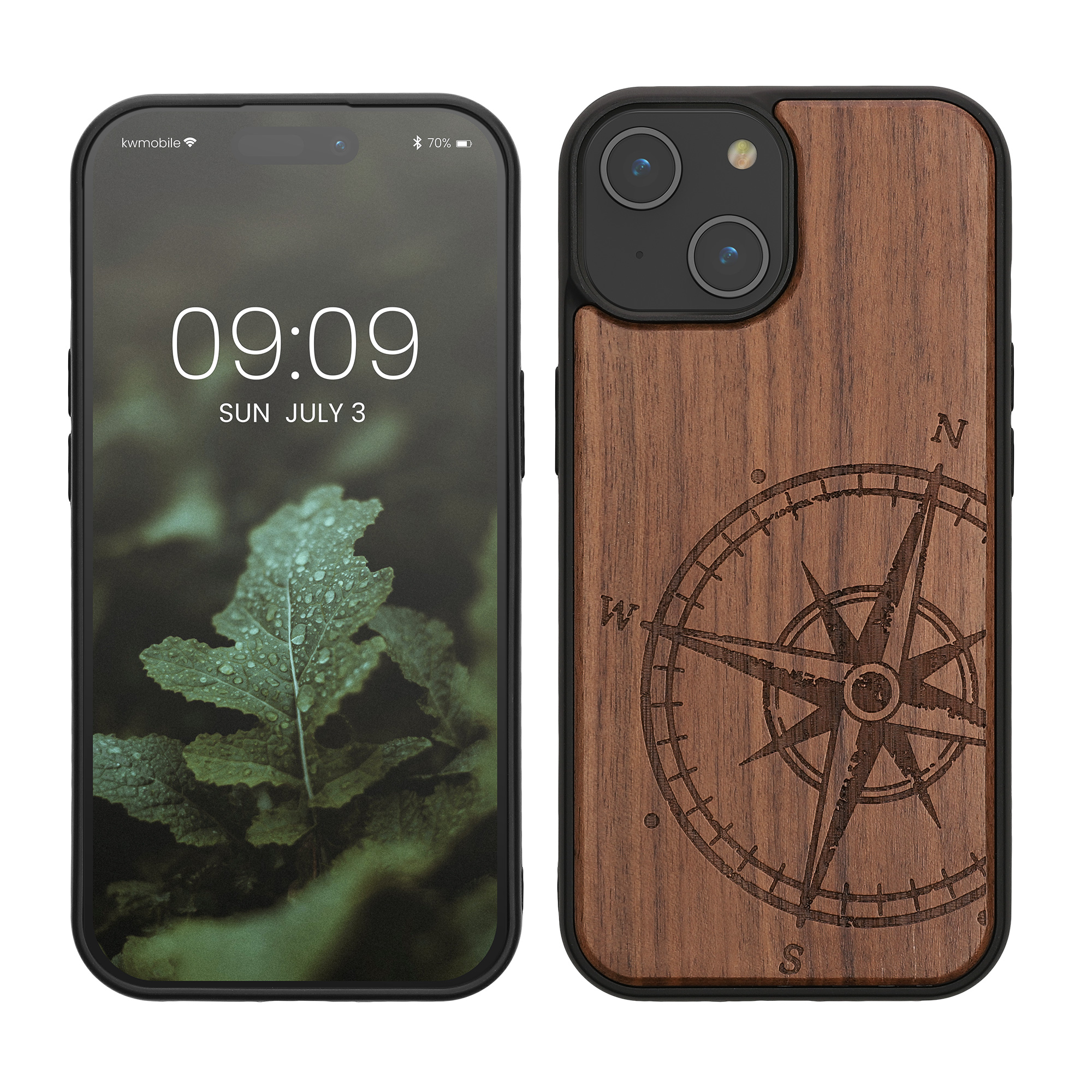 Kryt kwmobile dřevo iPhone 15 tmavě hnědá