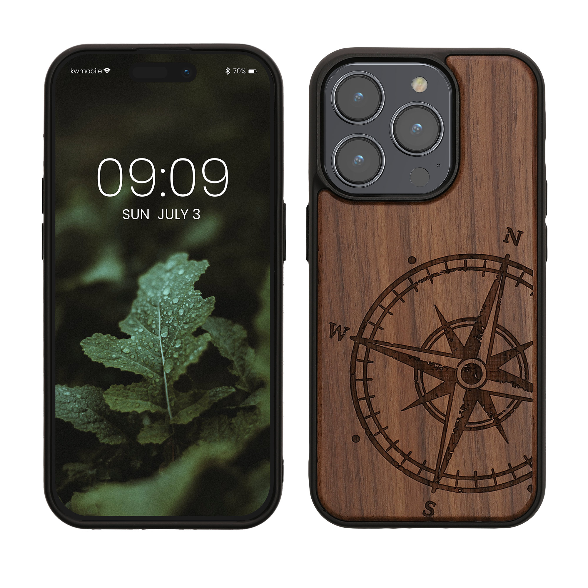 Kryt kwmobile dřevo iPhone 15 Pro tmavě hnědá