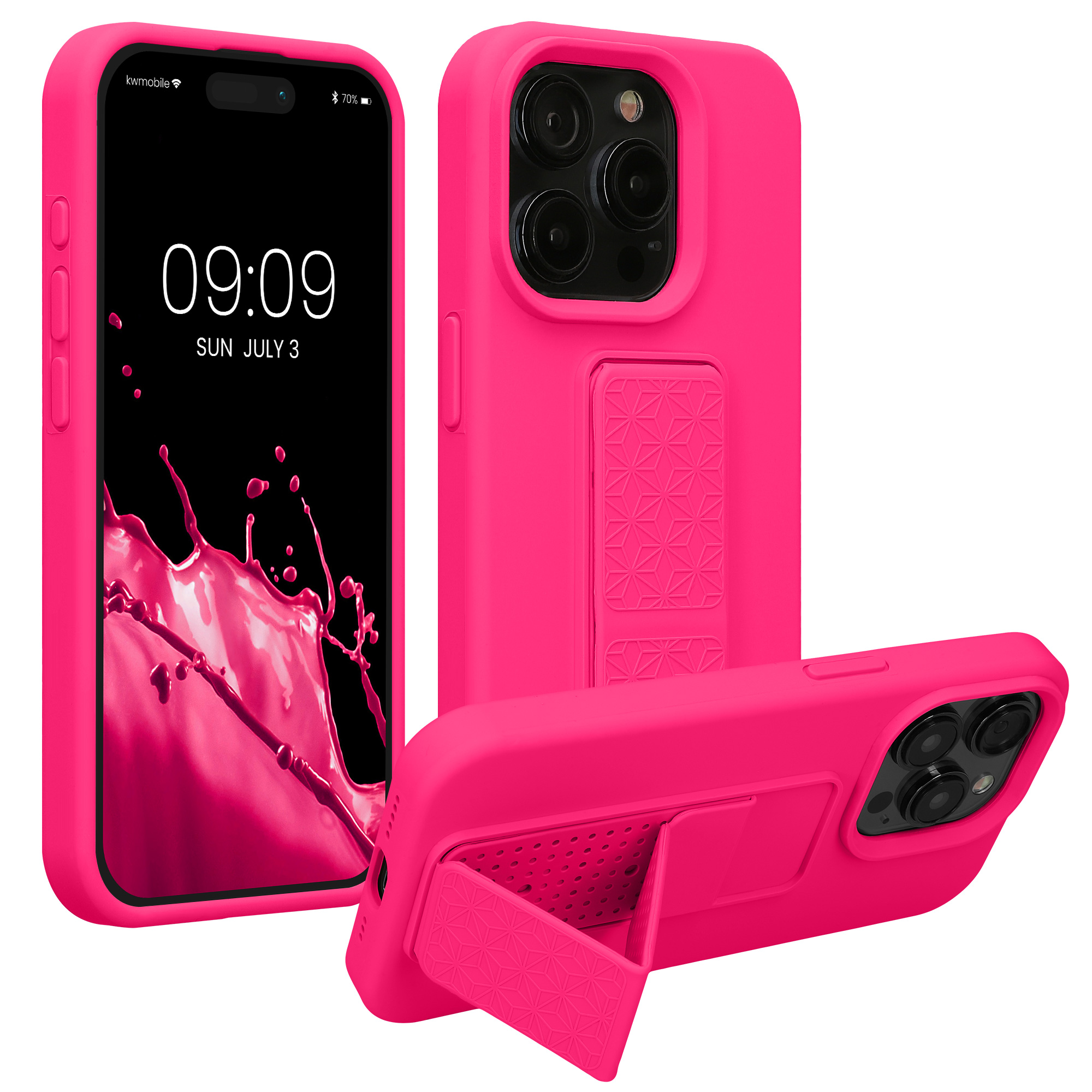 Silikonový kryt kwmobile pro iPhone 15 Pro Max - neonově růžová