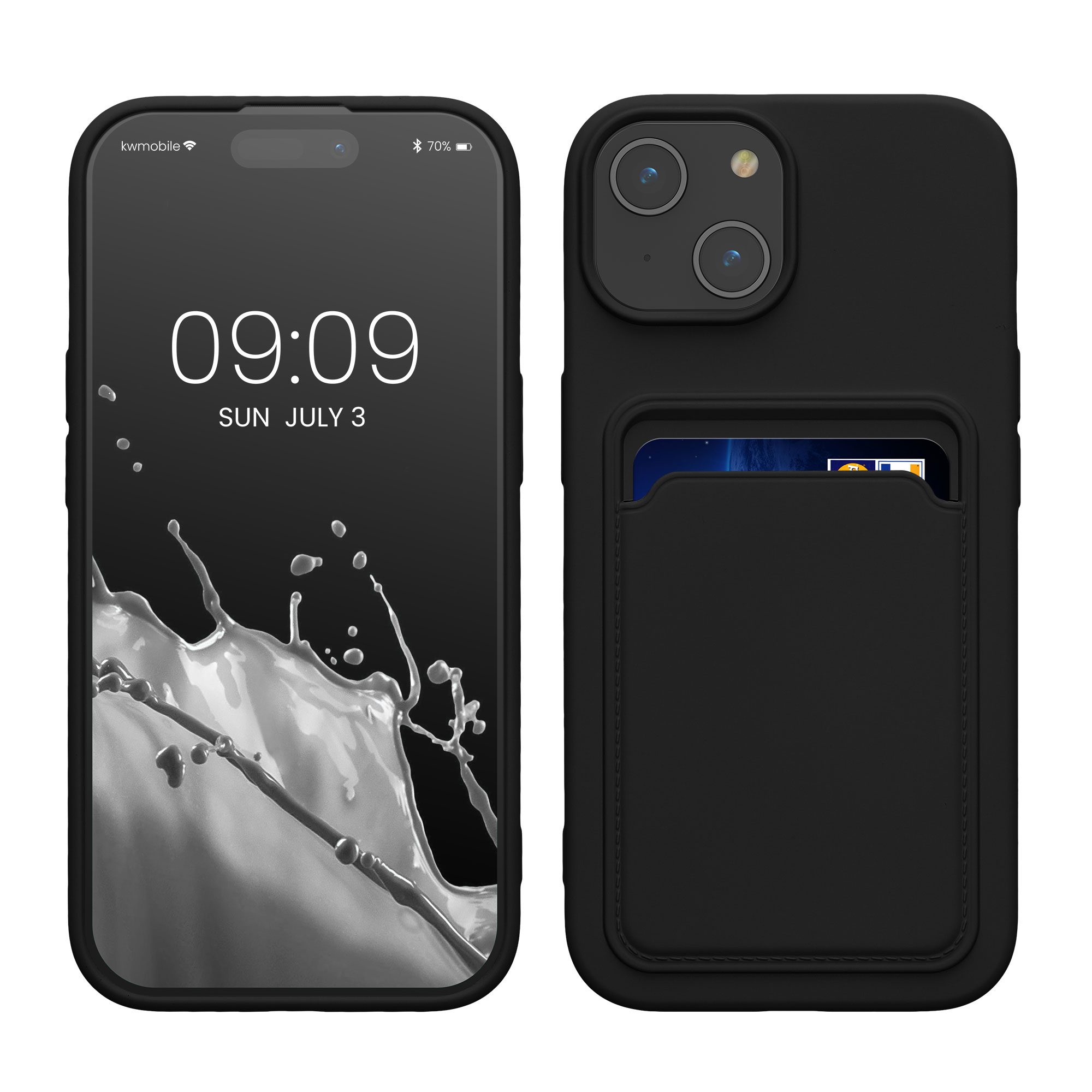 Kryt kwmobile s přihrádkou na kartu iPhone 15 černá