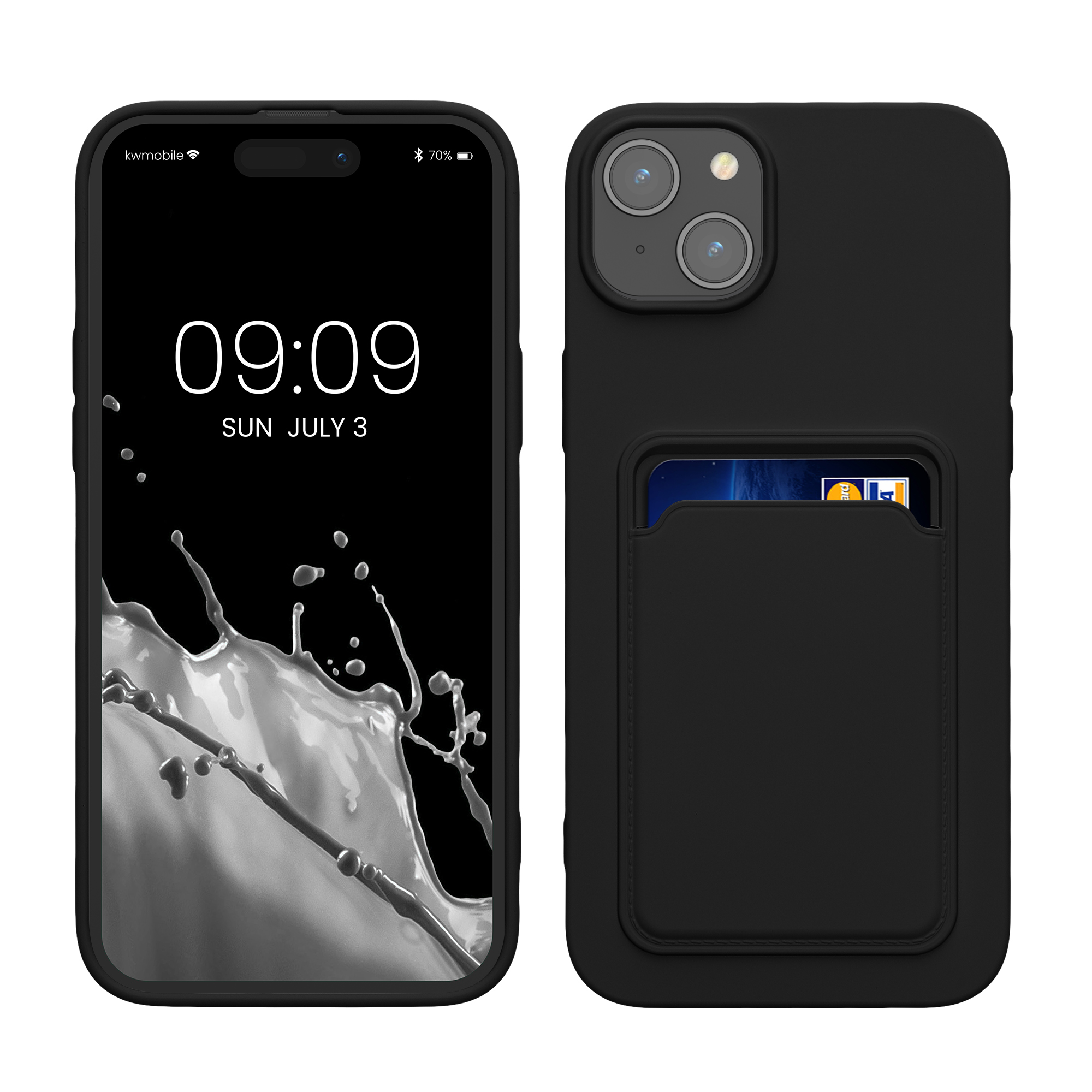 Kryt kwmobile s přihrádkou na kartu iPhone 15 Plus černá