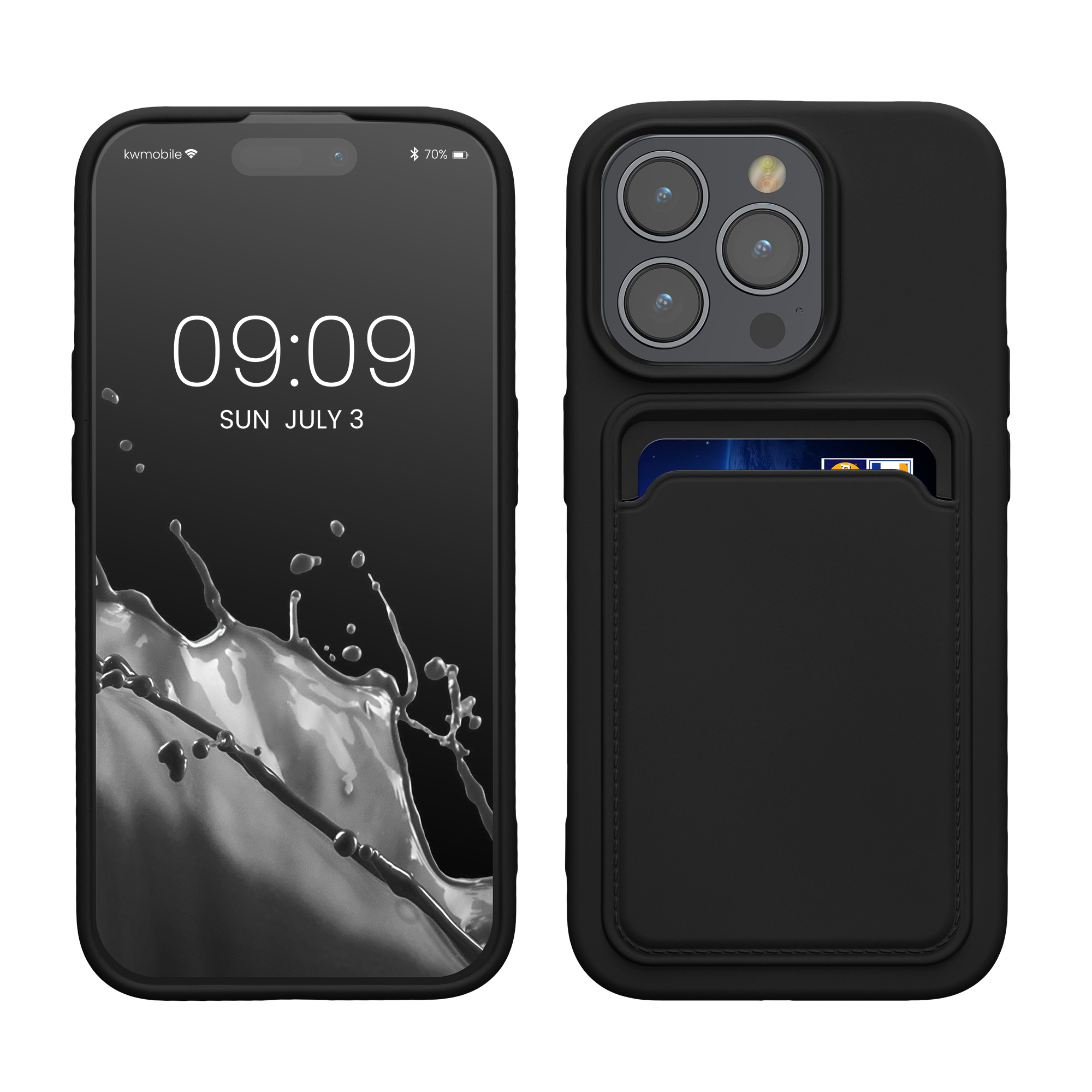 Kryt kwmobile s přihrádkou na kartu iPhone 15 Pro černá