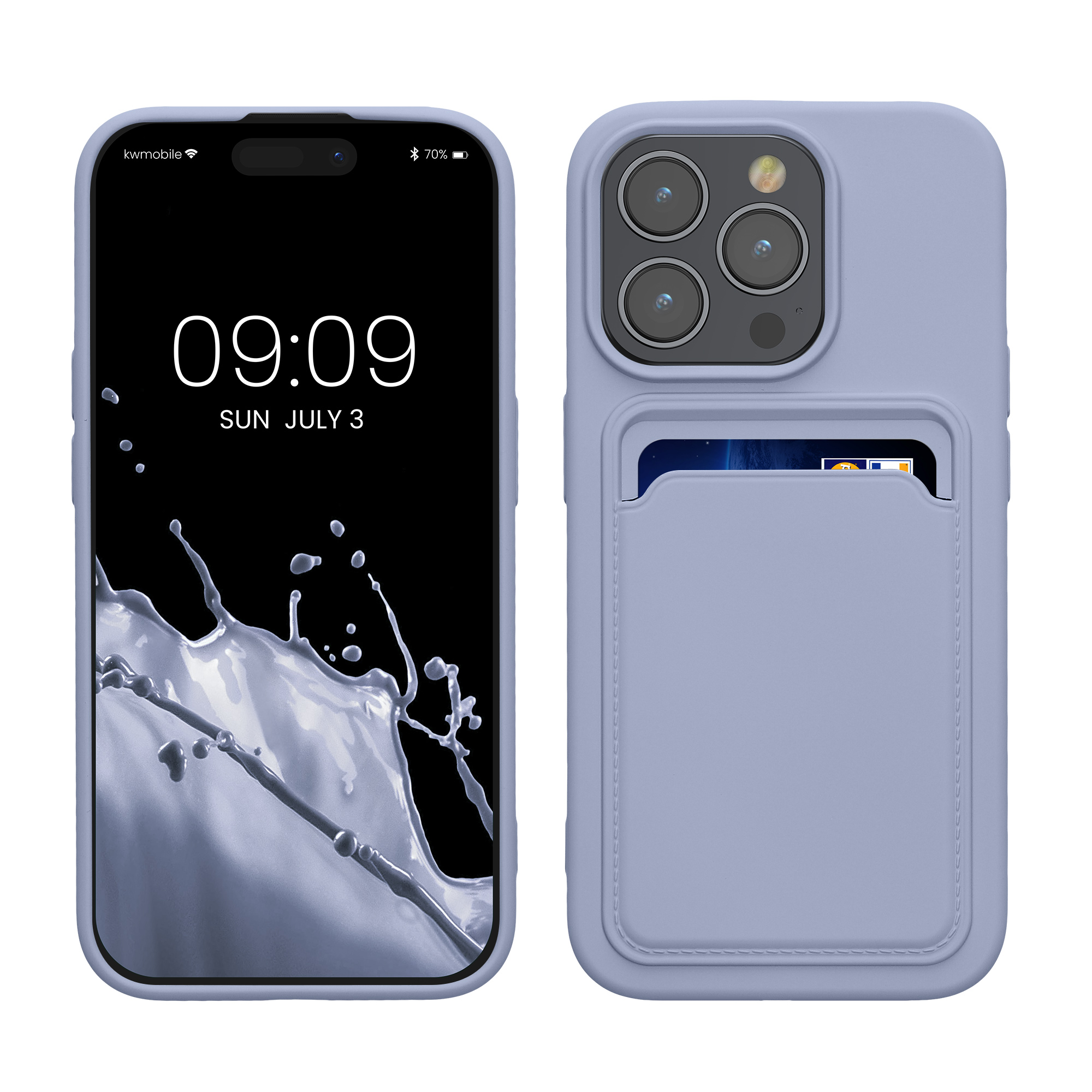 Pouzdro pro Apple iPhone 15 Pro s přihrádkou na kartu kwmobile kapsa na kartu TPU - levandulová