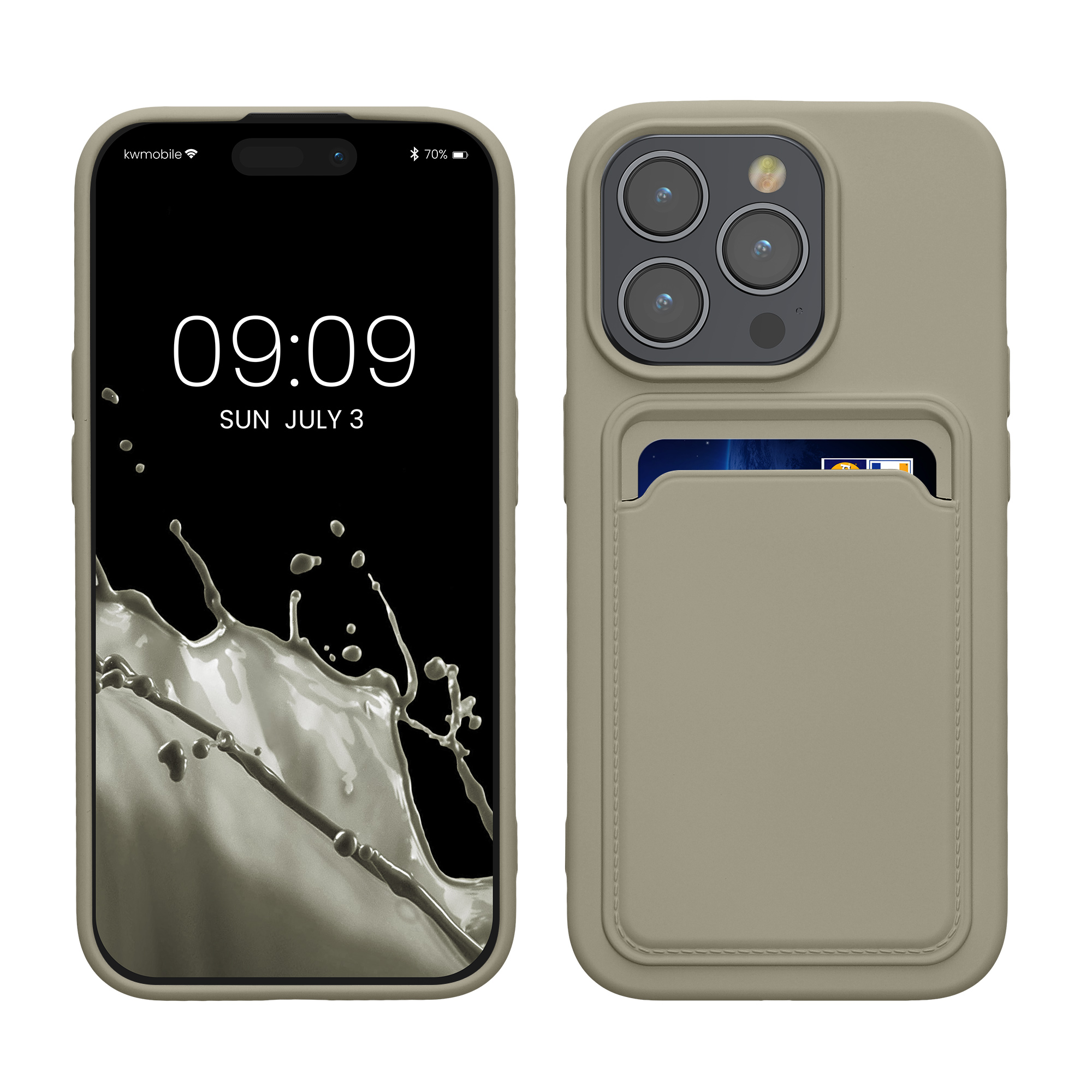 Kryt kwmobile s přihrádkou na kartu iPhone 15 Pro šedá
