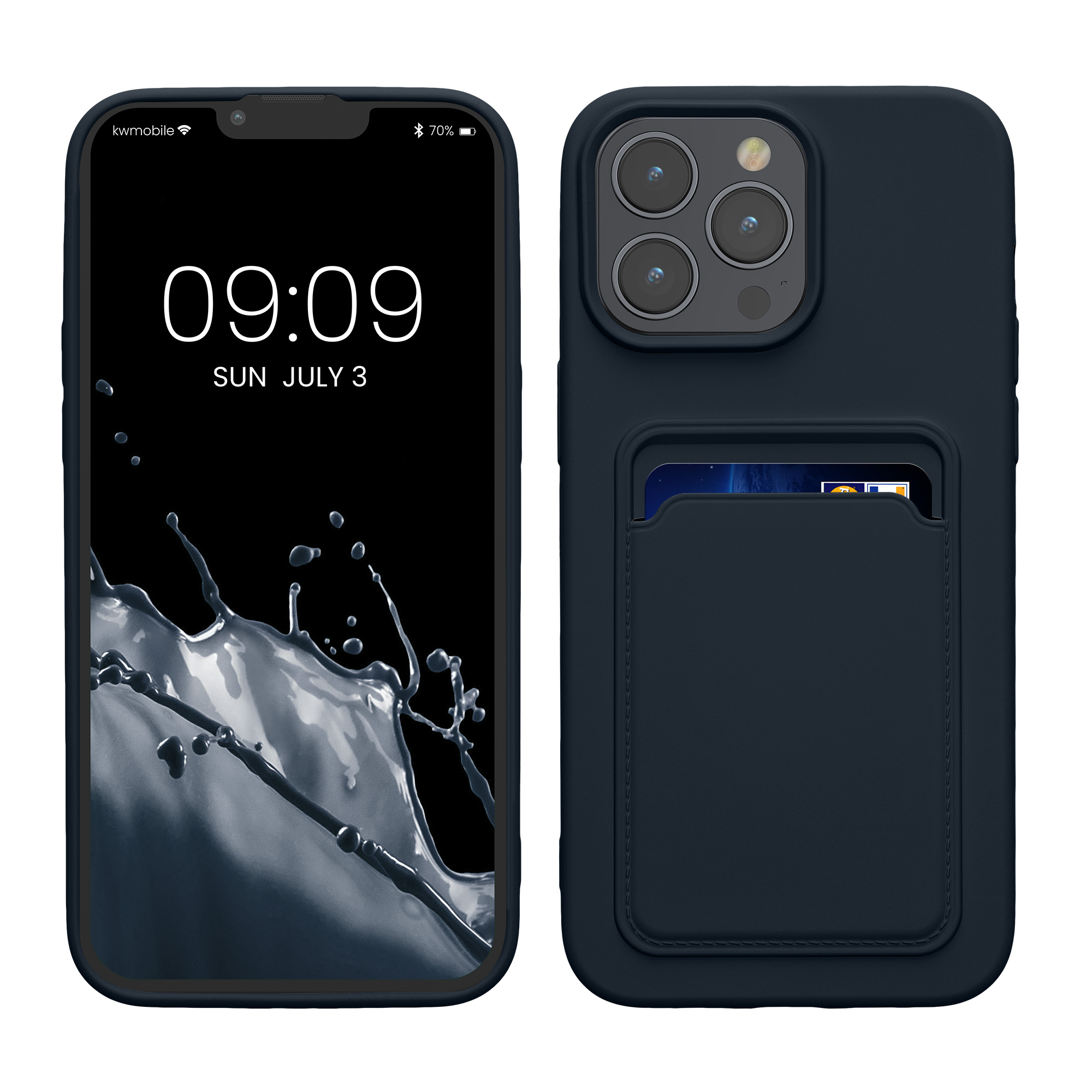 Kryt s přihrádkou na kartu kwmobile pro iPhone 15 Pro Max - tmavě modrá