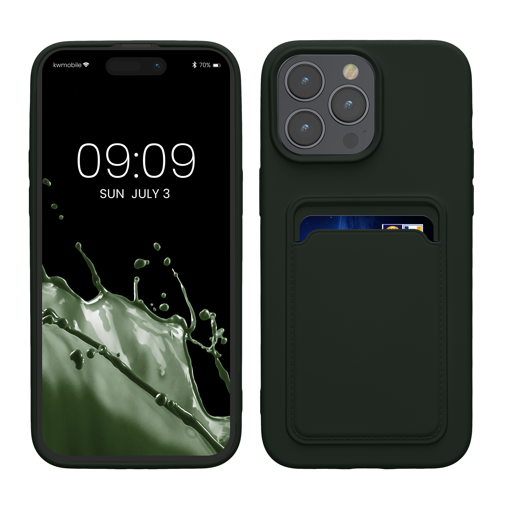 Kryt s přihrádkou na kartu kwmobile pro iPhone 15 Pro Max - tmavě zelená
