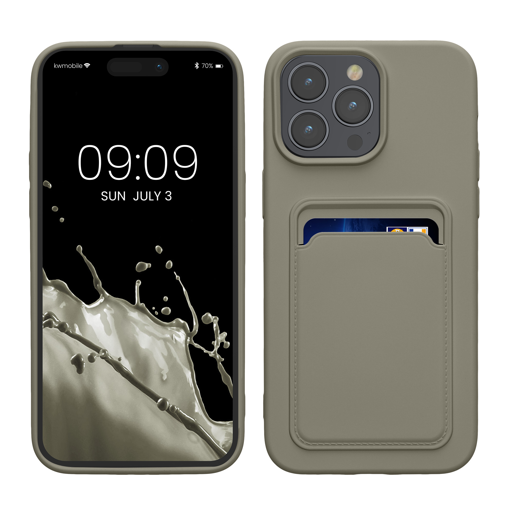 Kryt s přihrádkou na kartu kwmobile pro iPhone 15 Pro Max - matná světle šedá