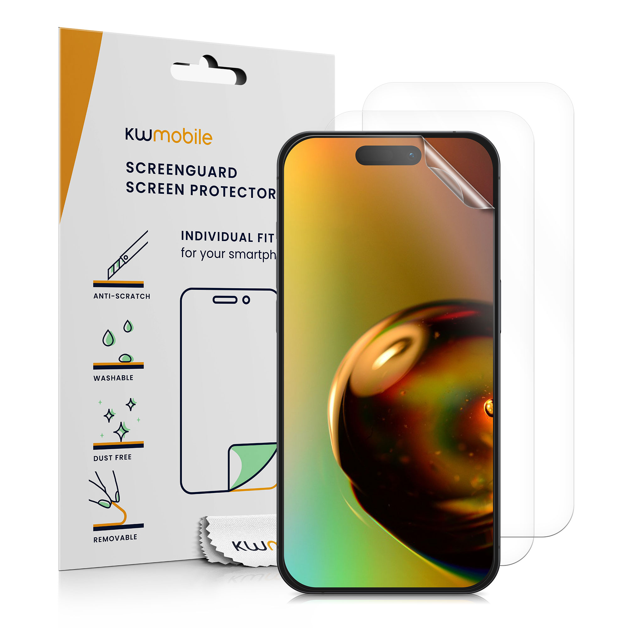 Ochranné sklo kwmobile iPhone 15 Screen Protector transparentní