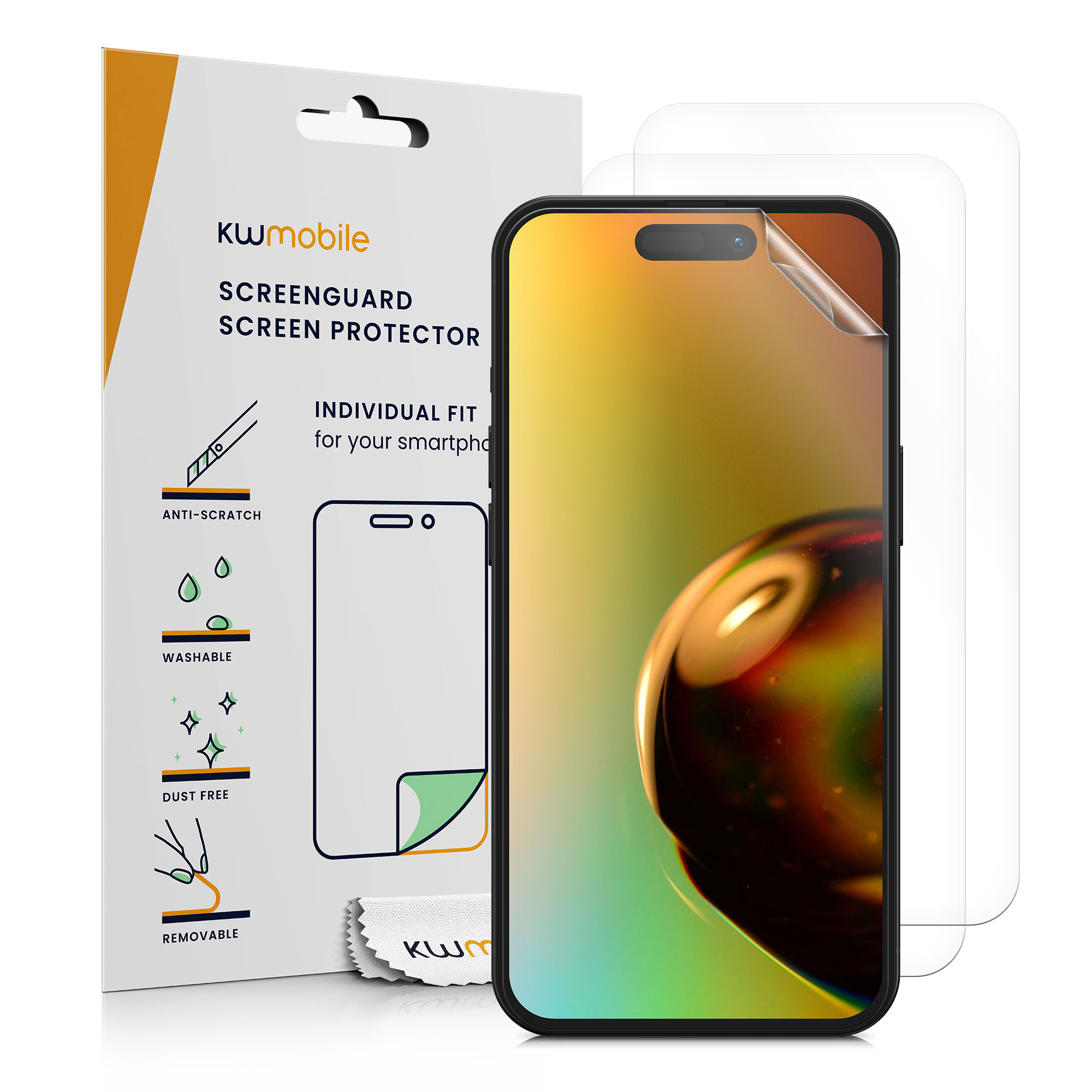 Ochranné sklo kwmobile iPhone 15 Plus Screen Protector transparentní