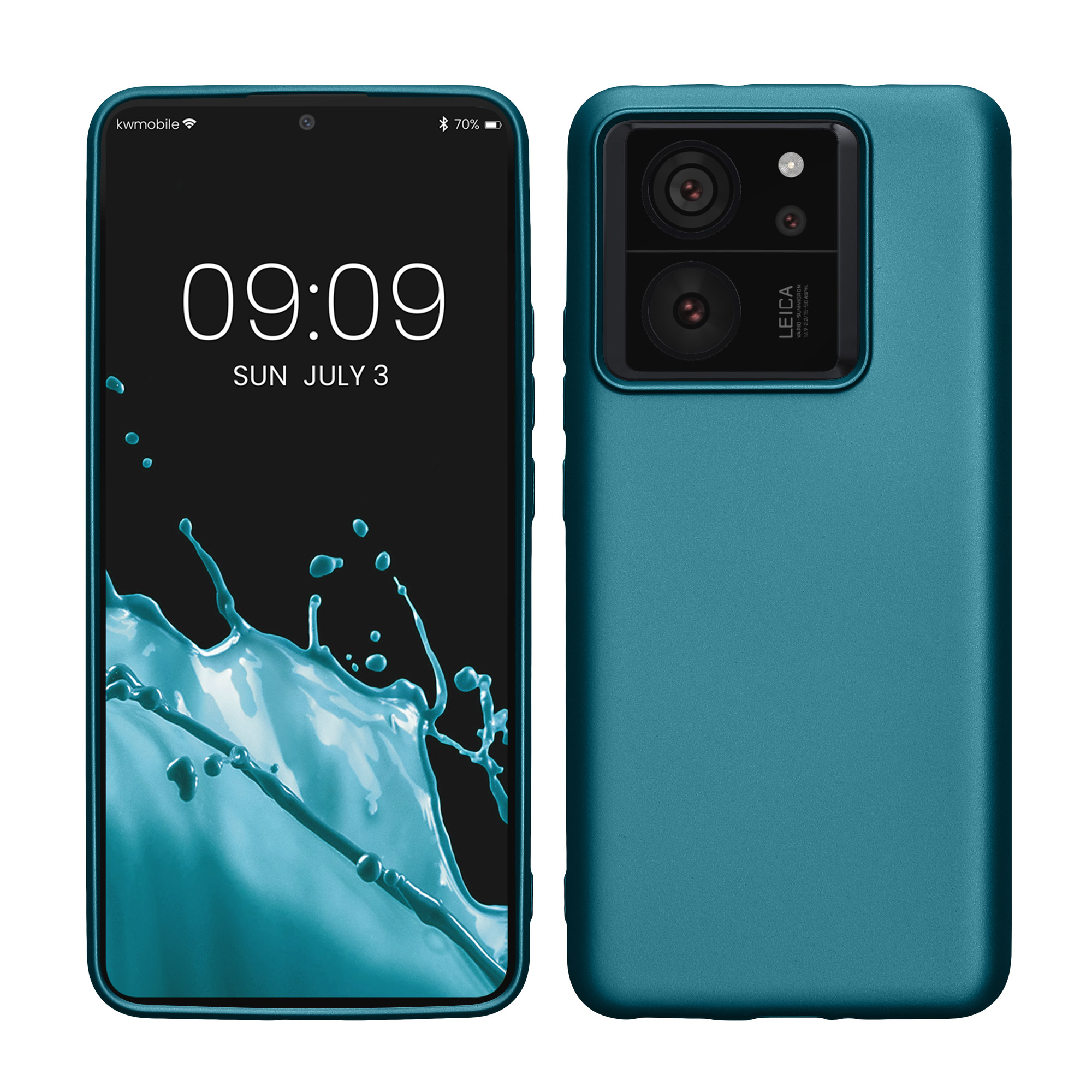 Tenký metalický TPU silikonový kryt pro Xiaomi 13T / 13T Pro kwmobile ‑ metalická karibská modrá