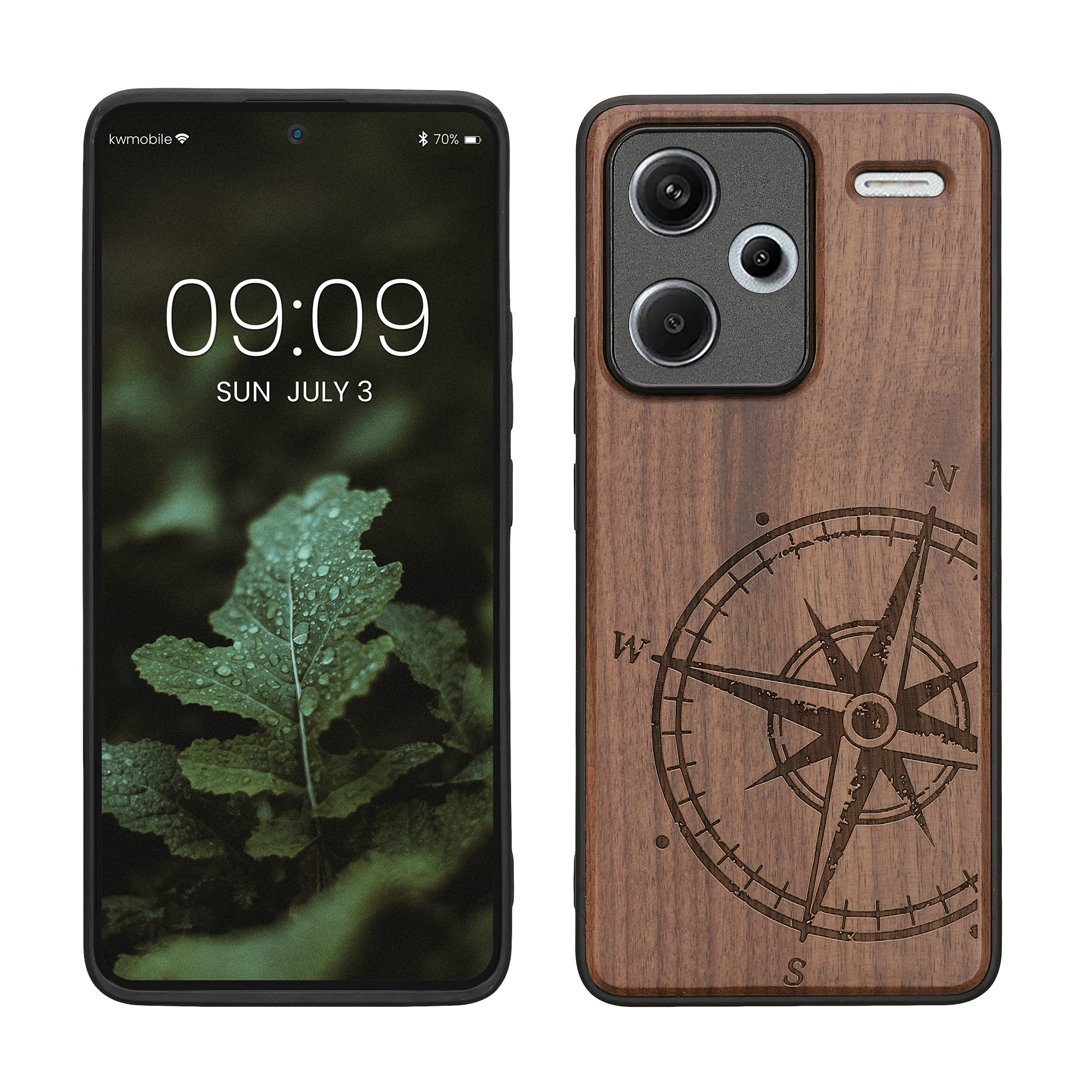 Dřevěný kryt Xiaomi Redmi Note 13 Pro+ 5G TPU nárazník tmavě hnědá kwmobile