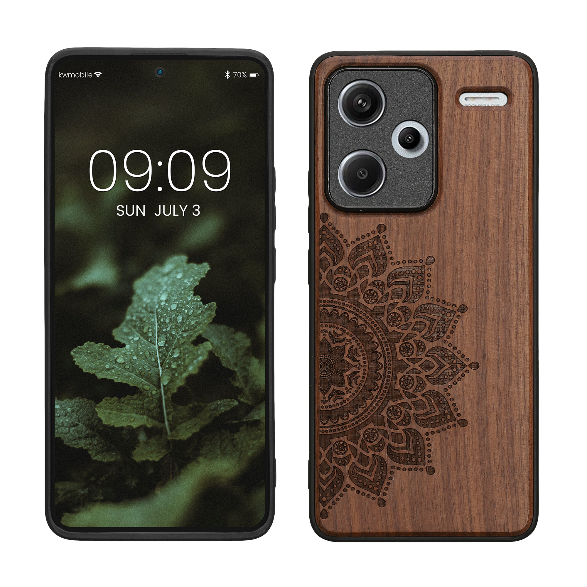Dřevěný kryt Xiaomi Redmi Note 13 Pro+ 5G TPU nárazník tmavě hnědá kwmobile