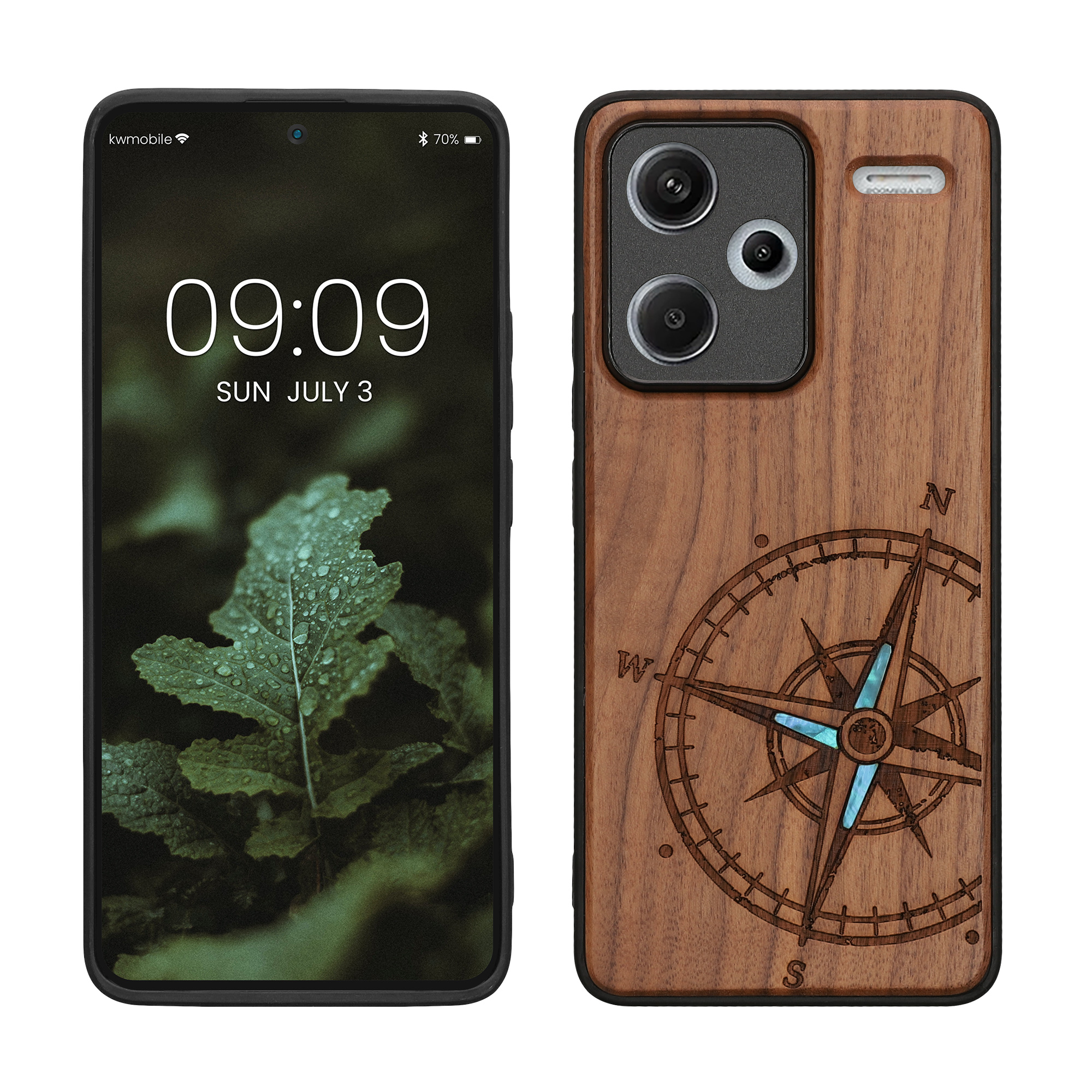 Dřevěný kryt Xiaomi Redmi Note 13 Pro+ 5G TPU nárazník tmavě hnědá kwmobile