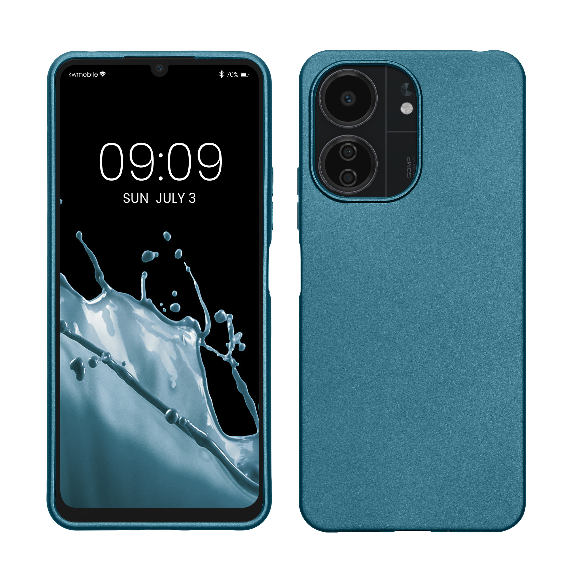Kryt Xiaomi Poco C65 metalický TPU metalická karibská modrá kwmobile
