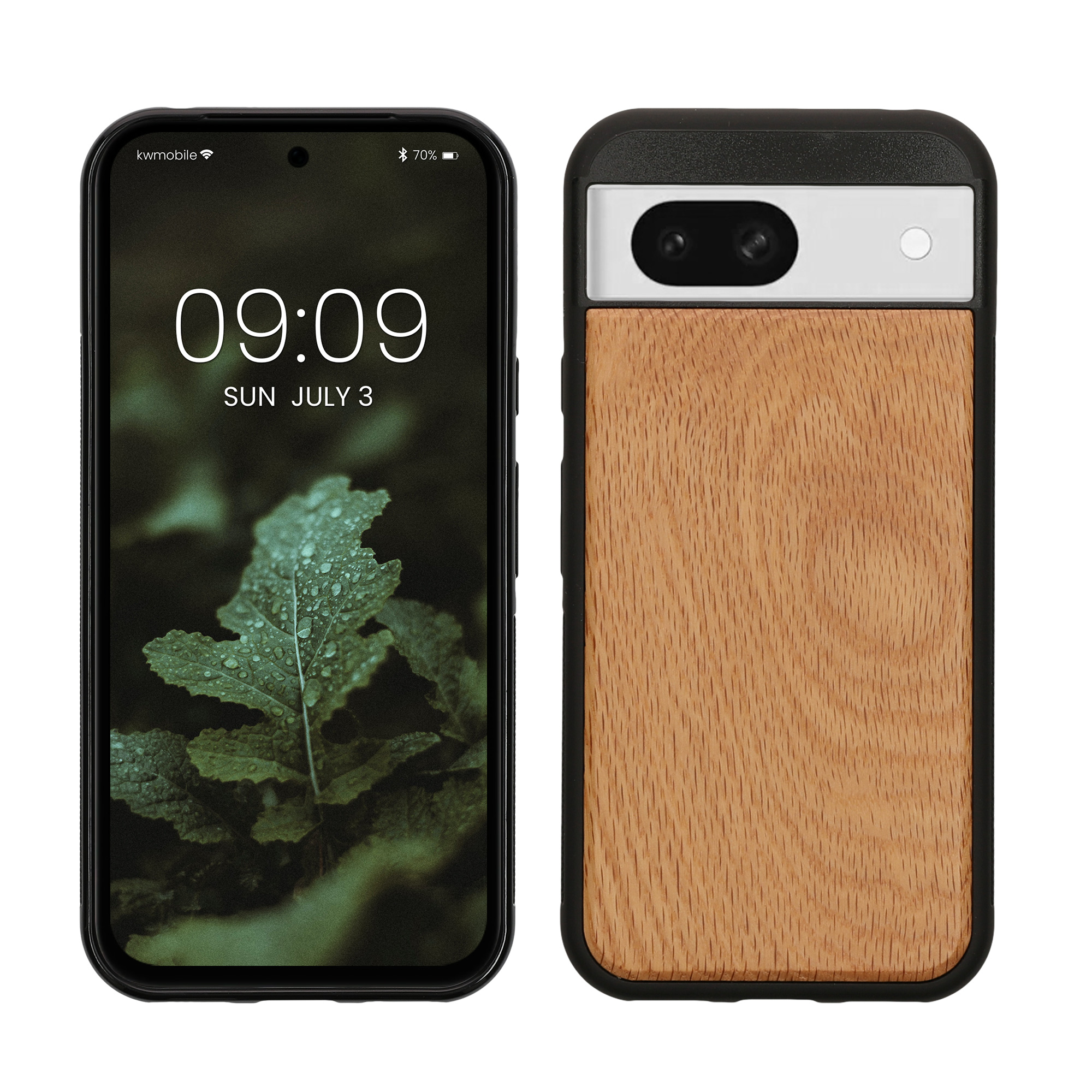 Dřevěný kryt kwmobile pro Google Pixel 8a - Hard Cover in Light Brown / Brown