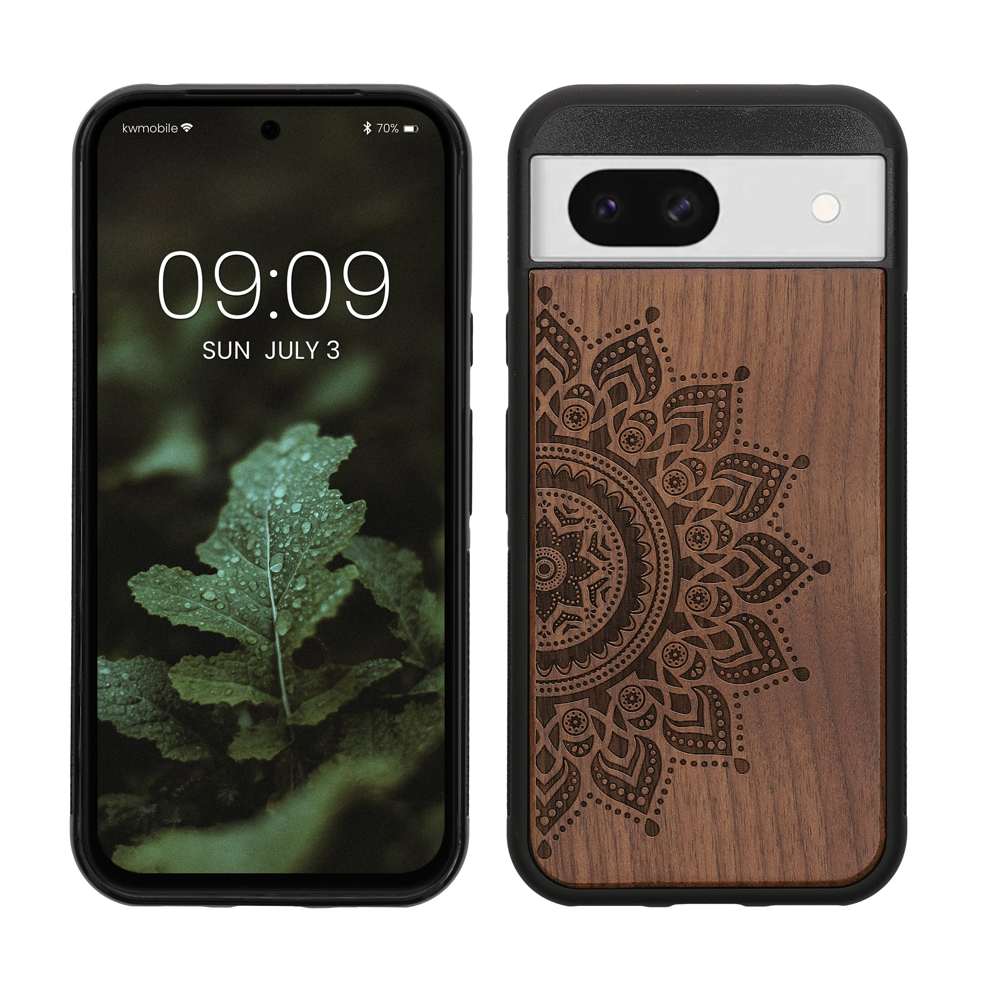 Dřevěný kryt kwmobile pro Google Pixel 8a - Hard Cover in Dark Brown