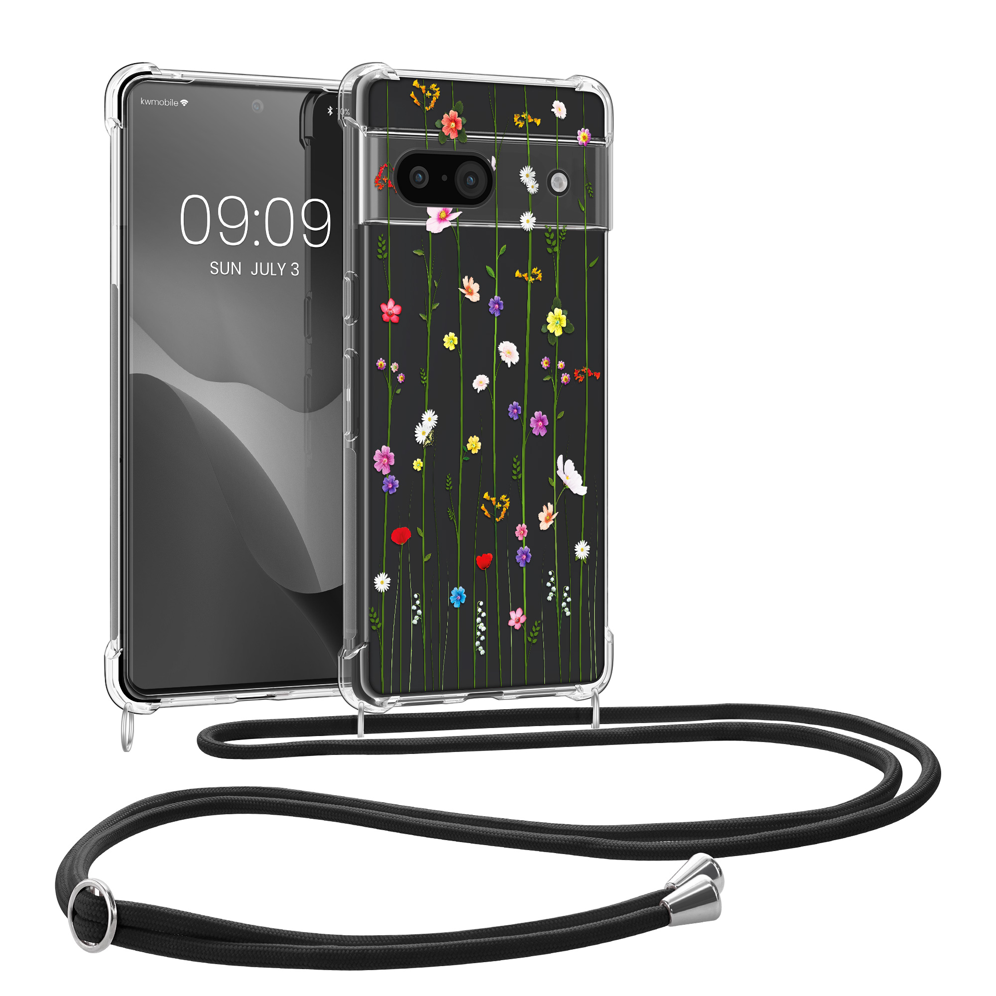 Crossbody kryt kwmobile pro Google Pixel 8a - motivy lučních květů - vícebarevné / transparentní