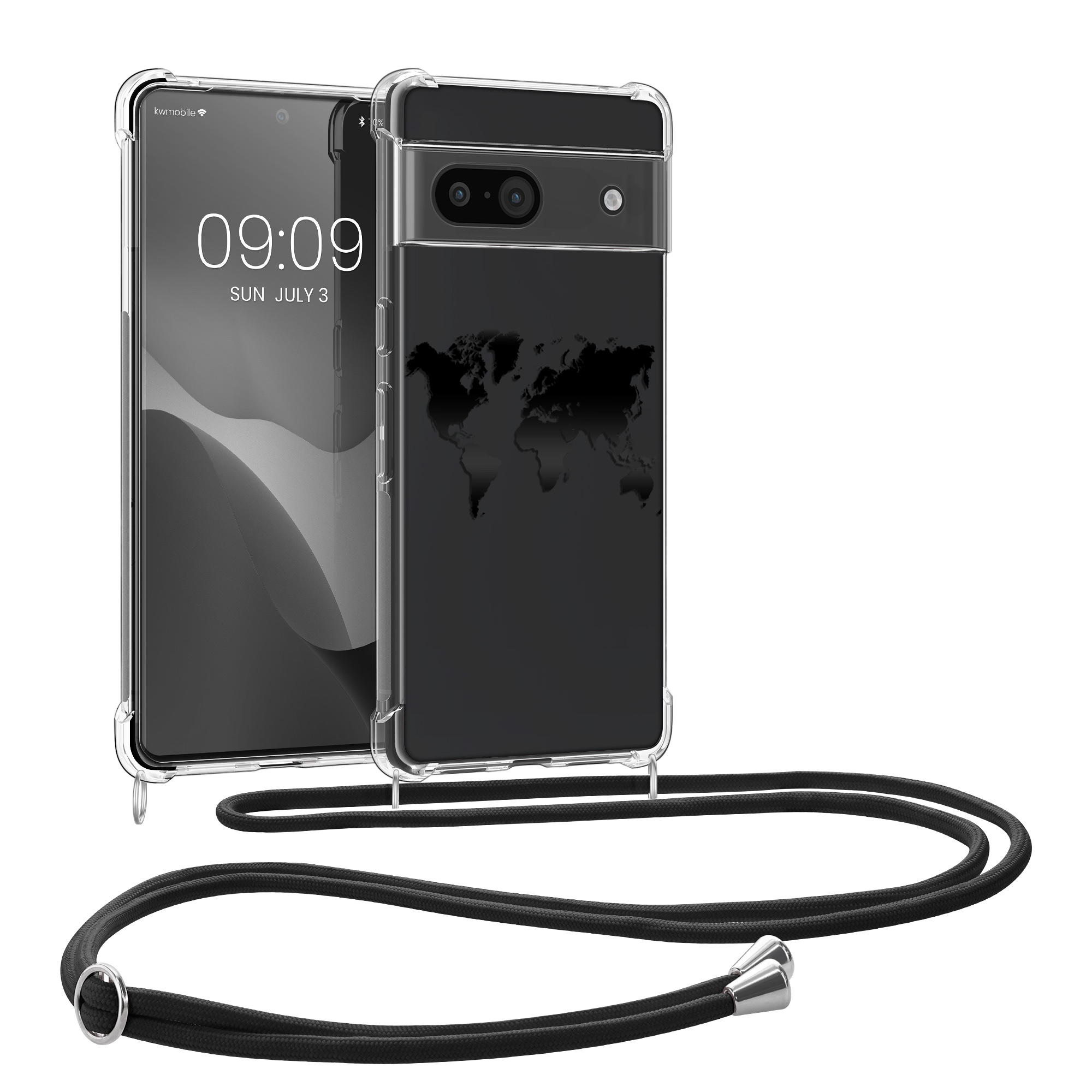 Crossbody kryt kwmobile pro Google Pixel 8a - Travel Outline Black / Transparent