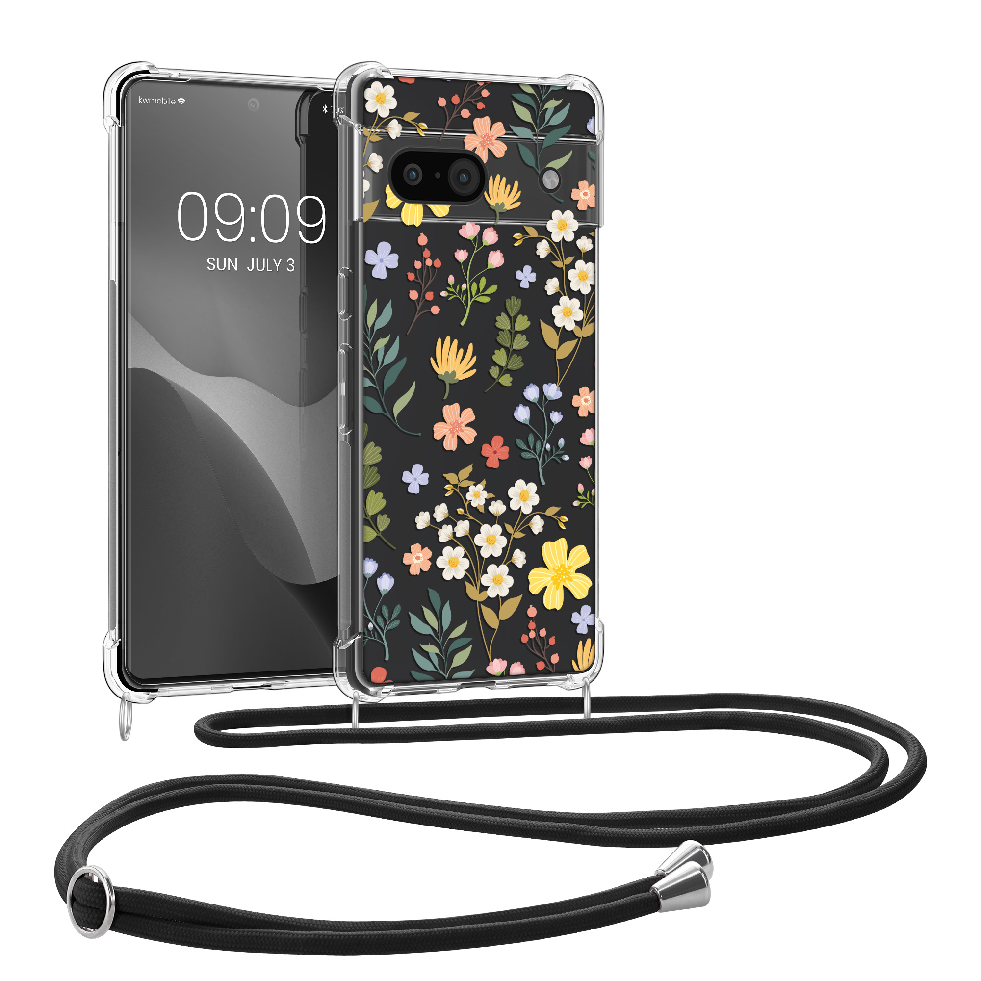 Crossbody kryt kwmobile pro Google Pixel 8a - Charming Flowers Yellow / Green / Transparent