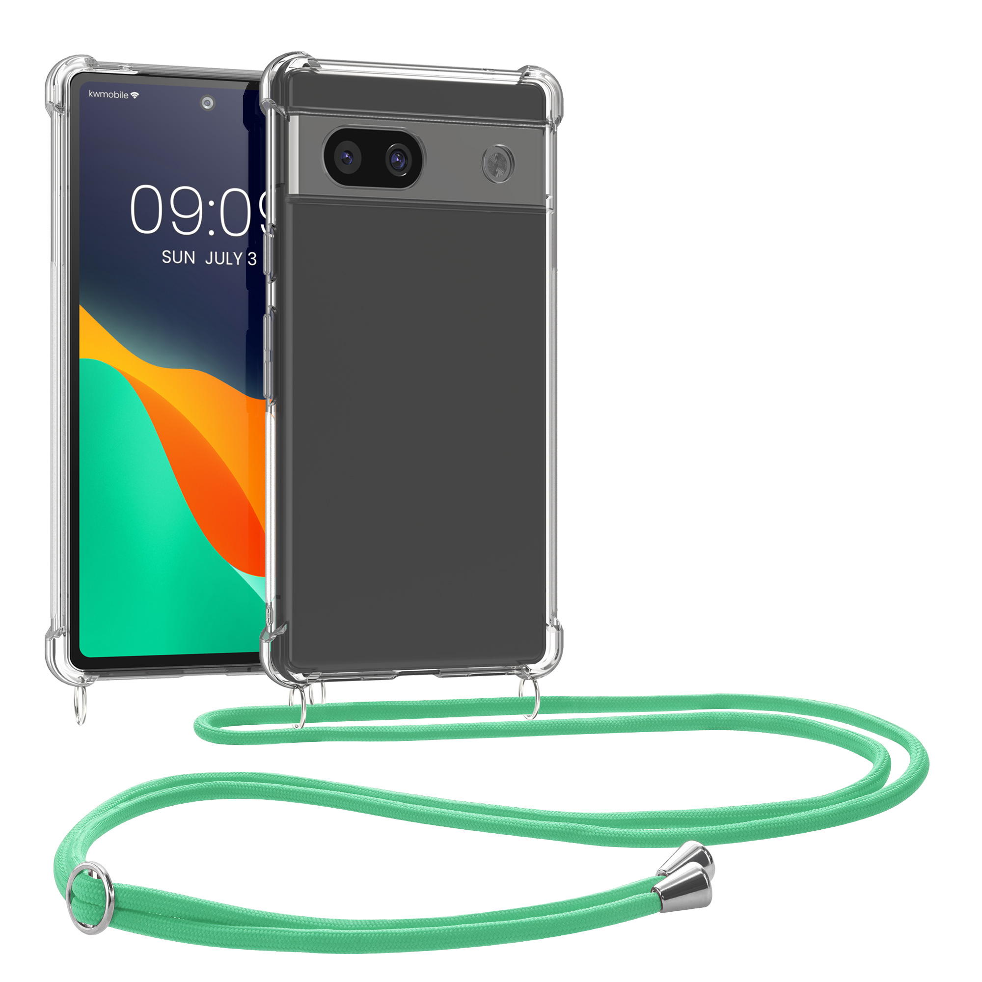 Crossbody kryt kwmobile pro Google Pixel 8a - Transparent / Mint