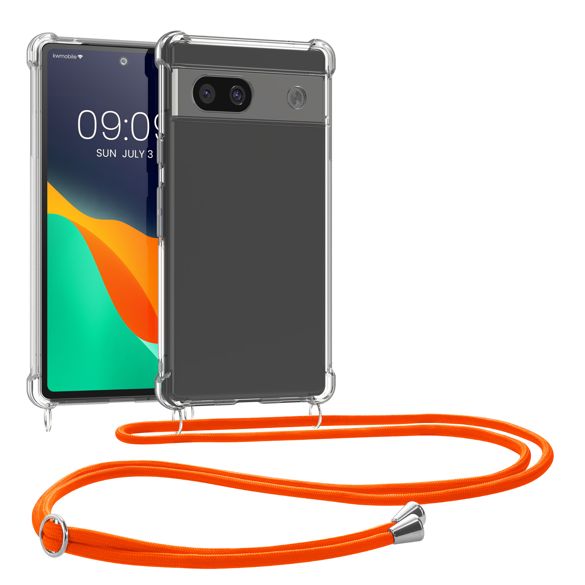 Crossbody kryt kwmobile pro Google Pixel 8a - Transparent / Neon Orange