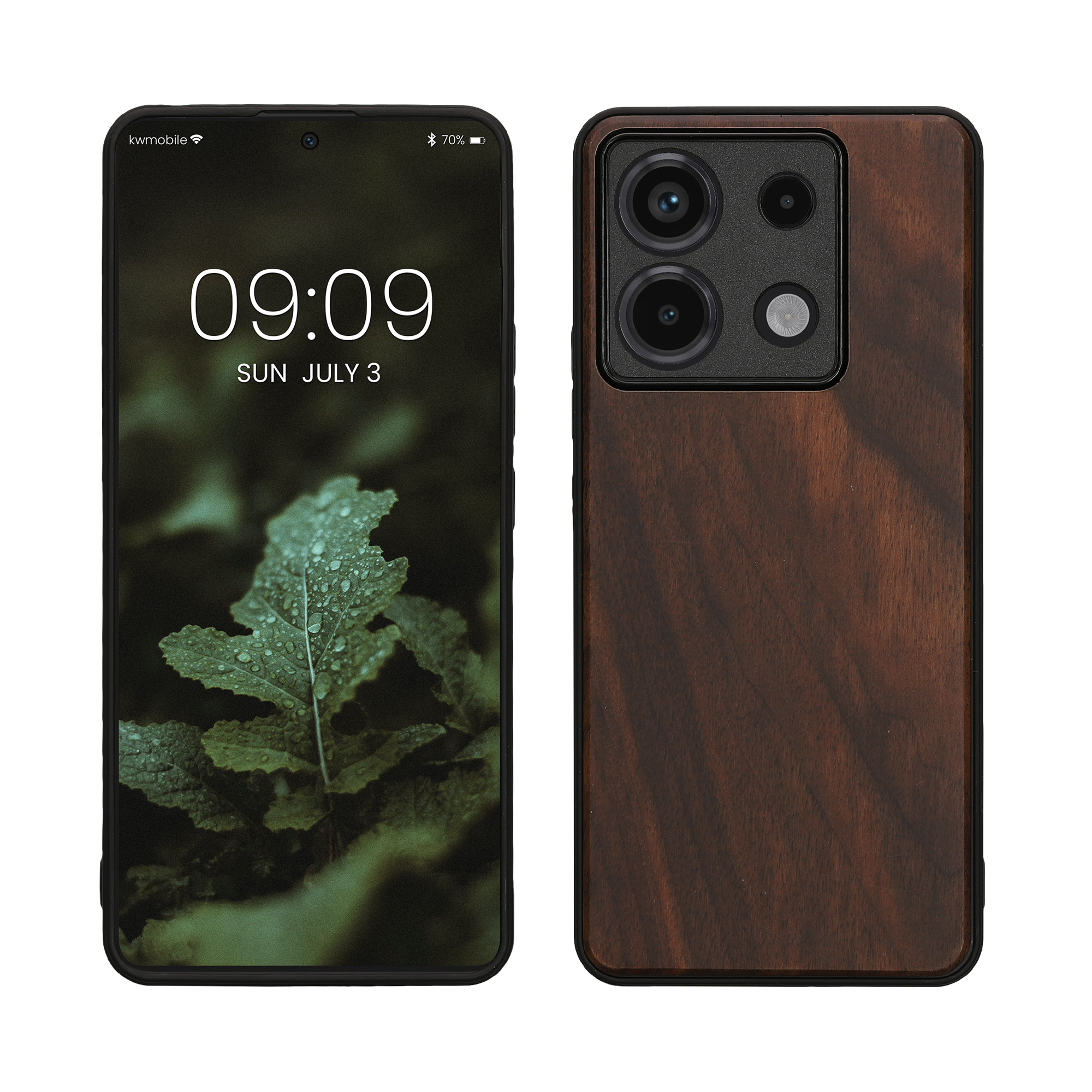Dřevěný kryt Xiaomi Redmi Note 13 Pro 5G TPU nárazník tmavě hnědá kwmobile