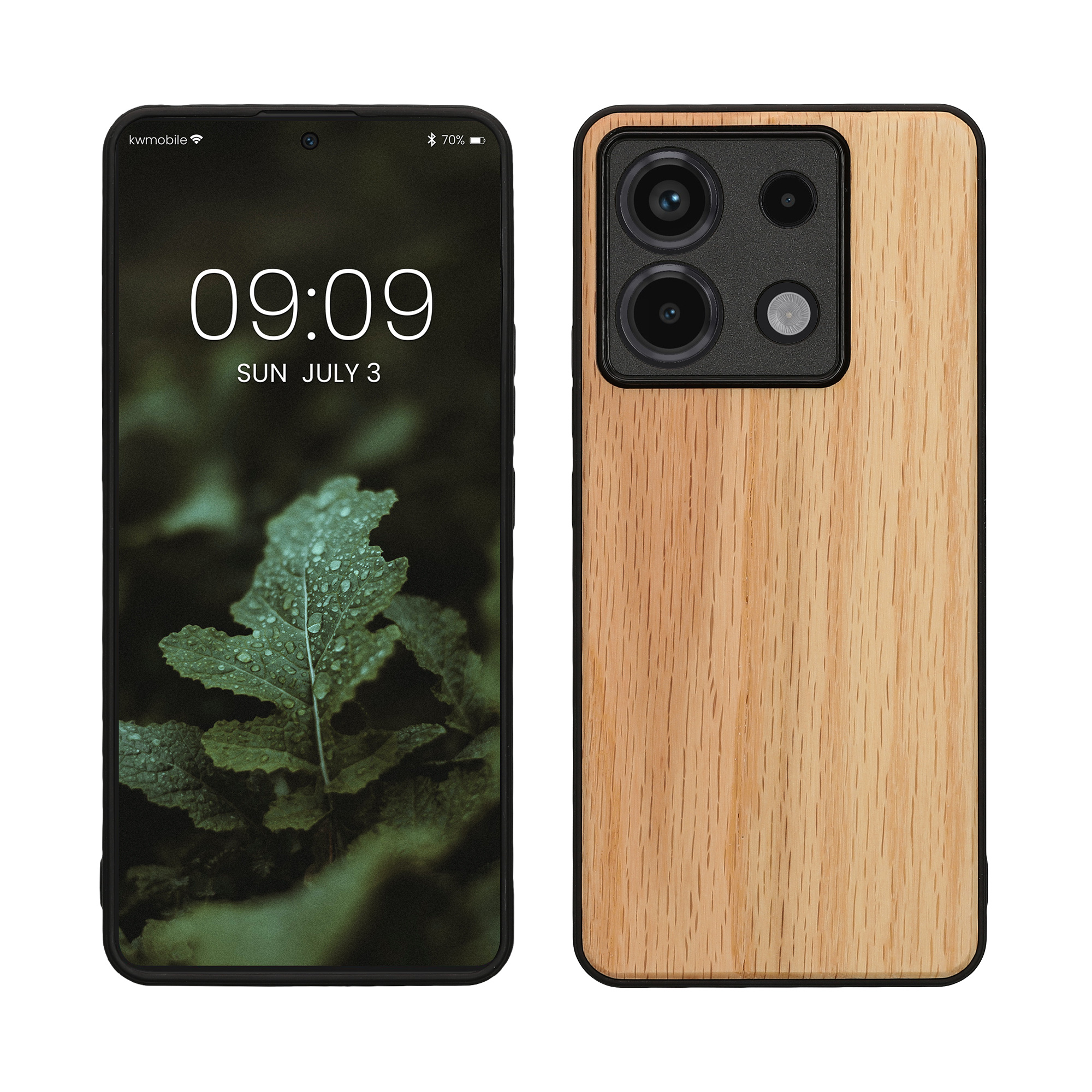 Dřevěný kryt Xiaomi Redmi Note 13 Pro 5G TPU nárazník hnědá kwmobile