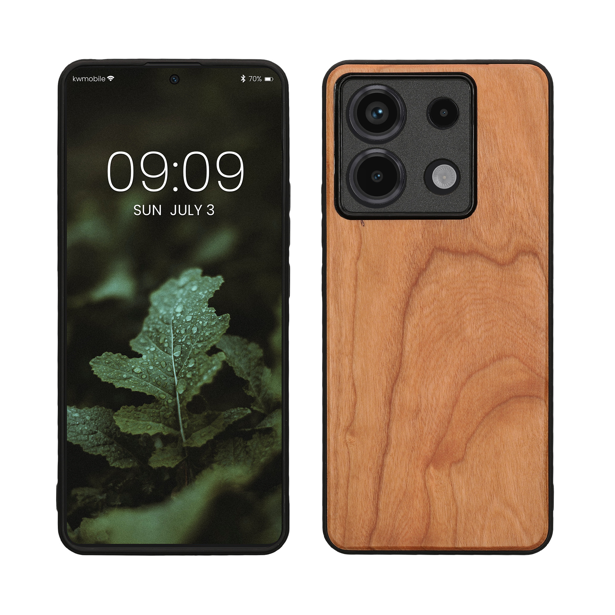 Dřevěný kryt Xiaomi Redmi Note 13 Pro 5G TPU nárazník hnědá kwmobile