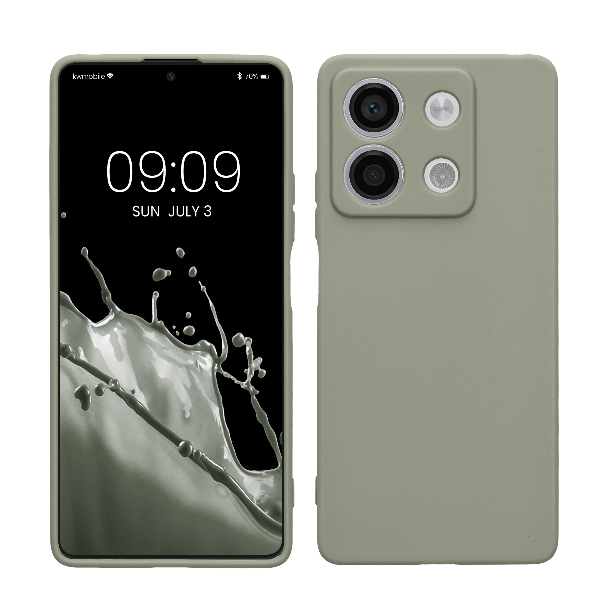 Kryt Xiaomi Redmi Note 13 5G silikonový TPU šedozelená kwmobile