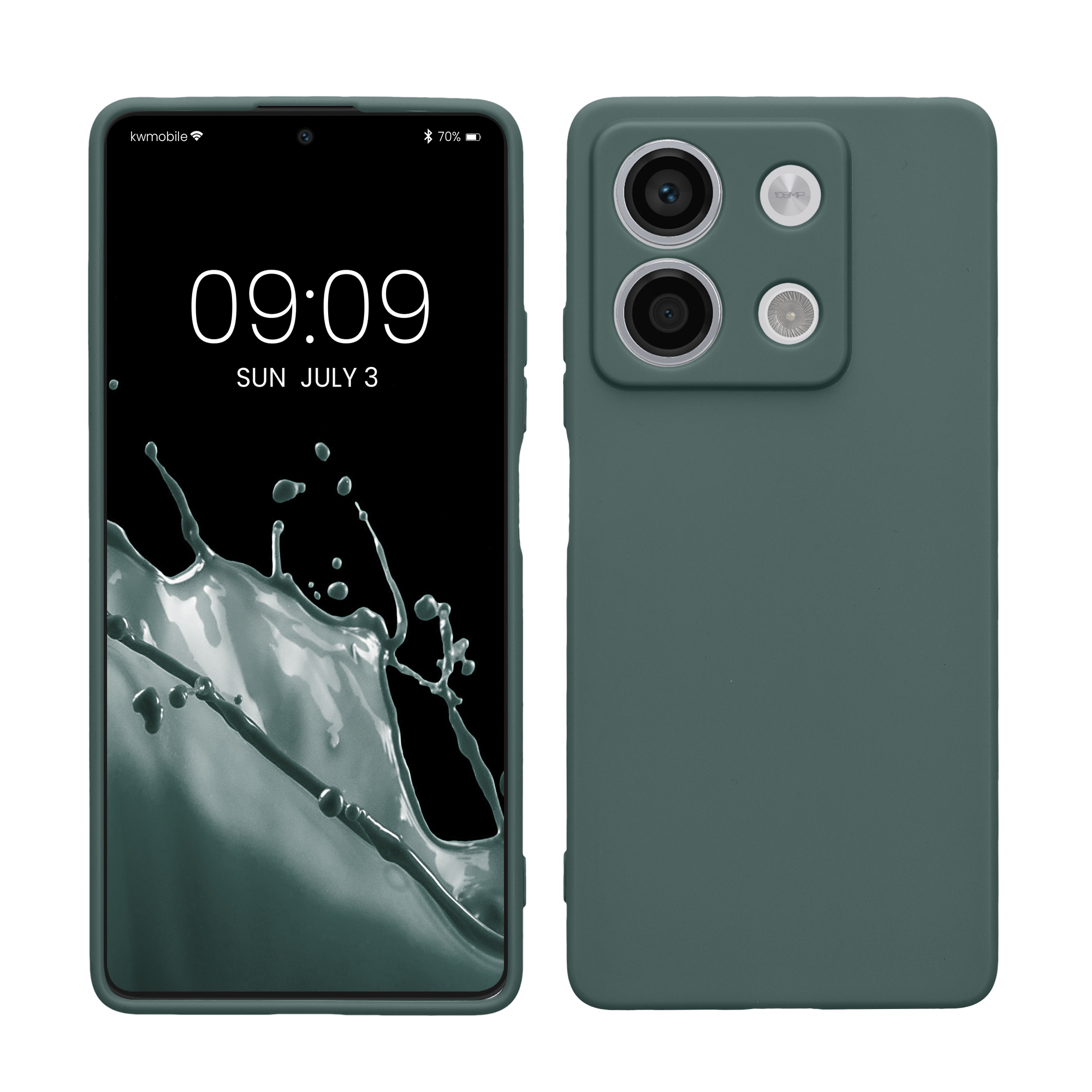 Kryt Xiaomi Redmi Note 13 5G silikonový TPU modrozelená kwmobile