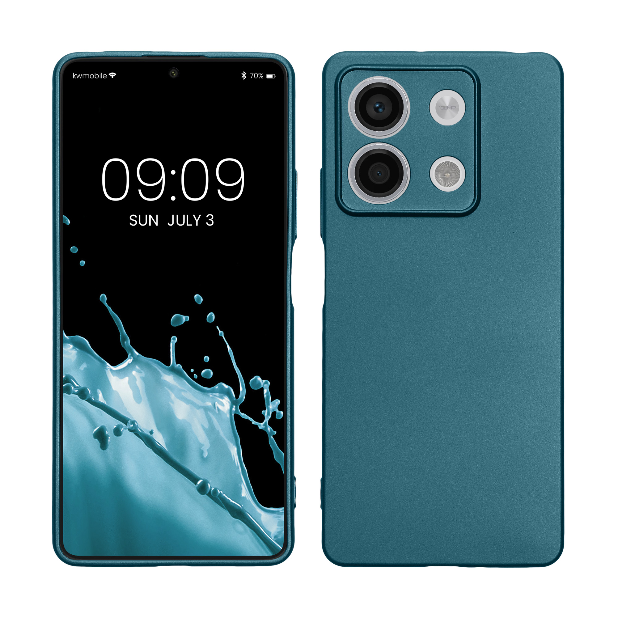Pouzdro pro Xiaomi Redmi Note 13 5G kwmobile tenké metalické silikonové - metalická karibská modrá