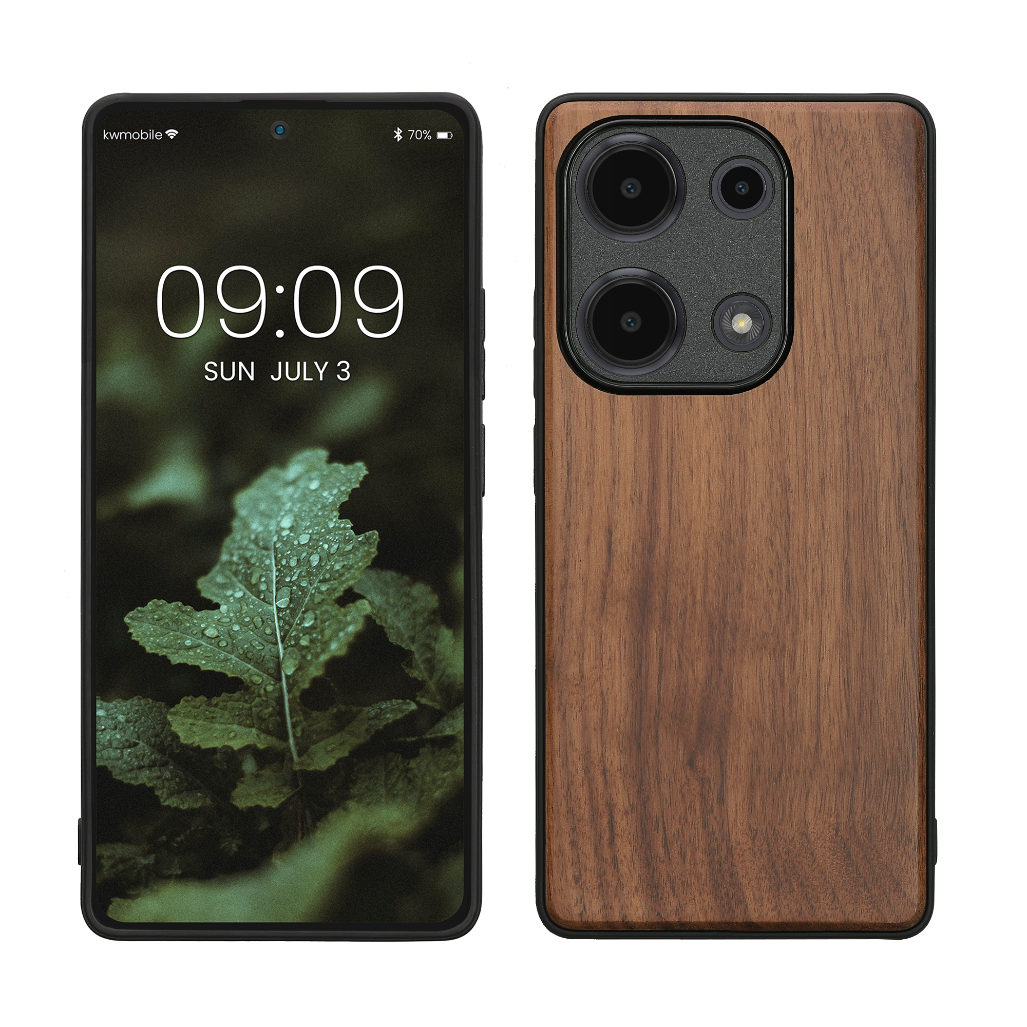 Dřevěný kryt Xiaomi Redmi Note 13 Pro 4G TPU nárazník hnědá kwmobile
