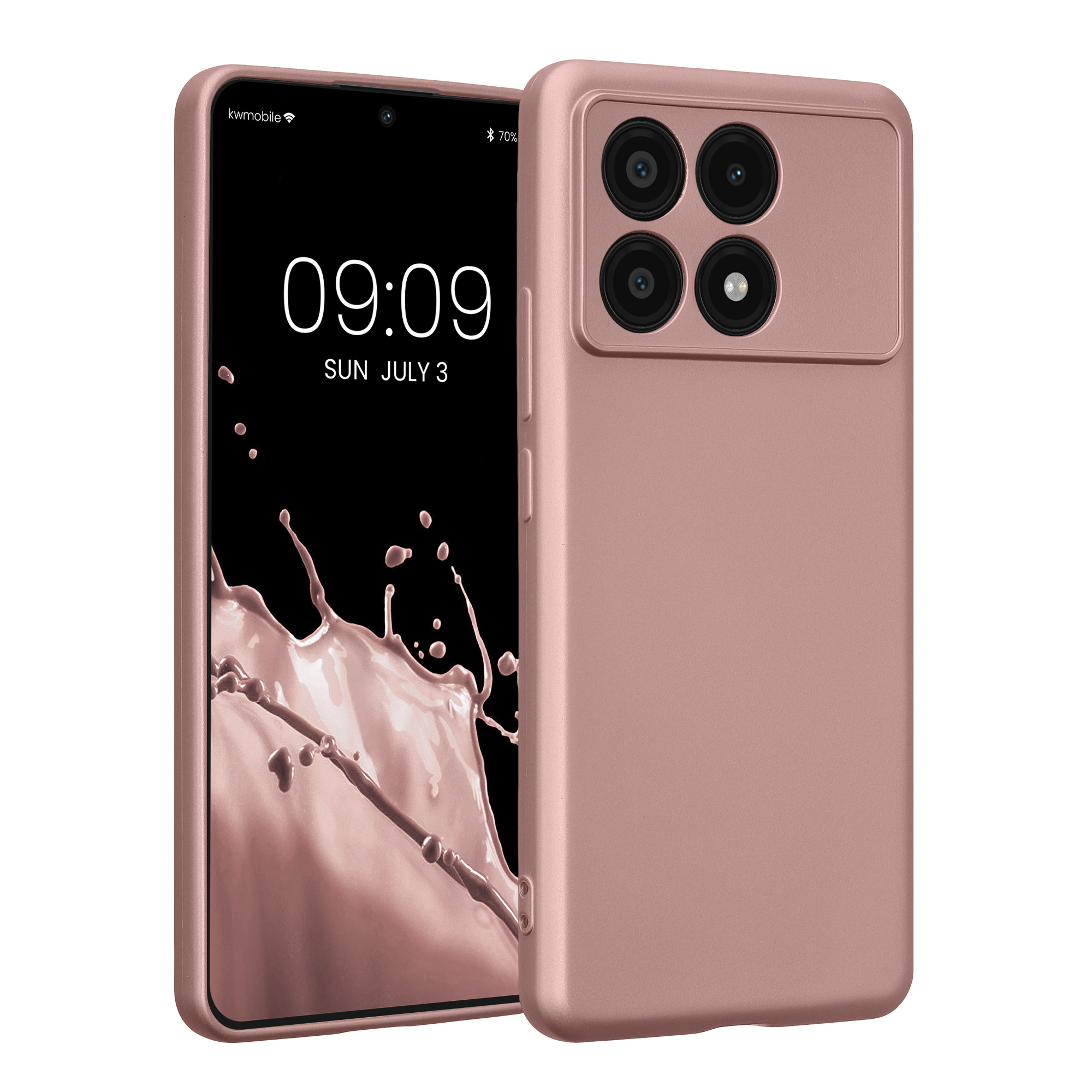 Kryt Xiaomi Poco X6 Pro 5G metalický TPU metalická růžovo-zlatá kwmobile