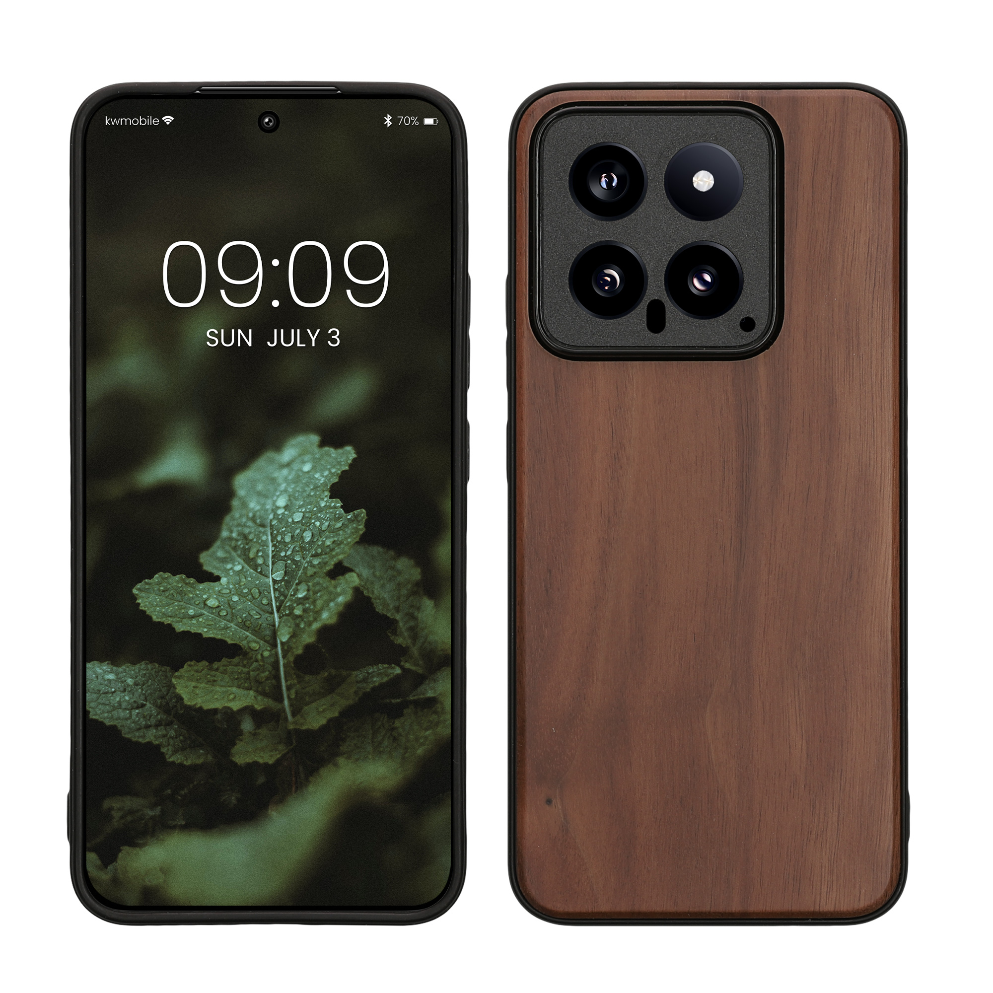Dřevěné pouzdro pro Xiaomi 14 5G kwmobile - tvrdý obal hnědá
