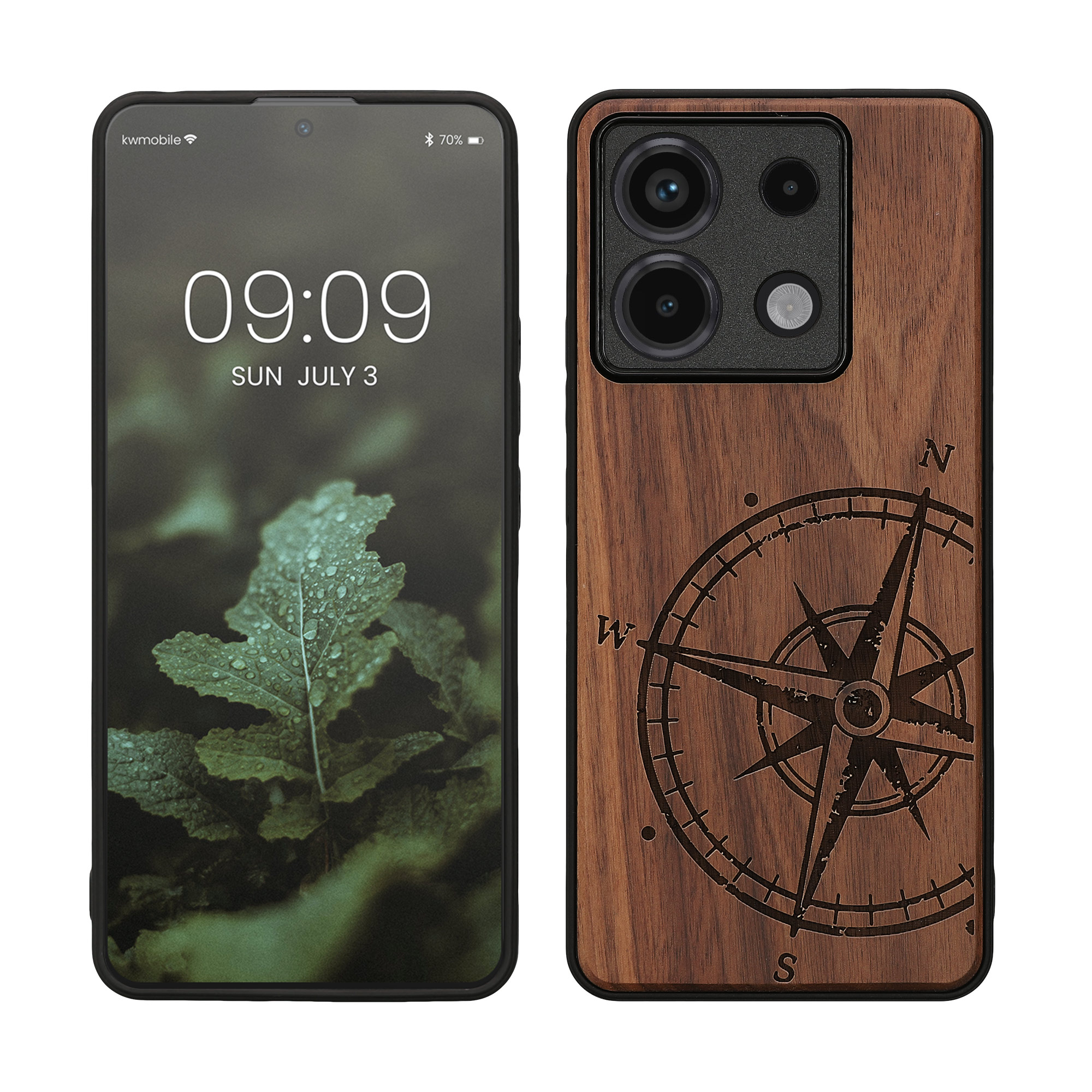 Dřevěný kryt Xiaomi Redmi Note 13 Pro 5G TPU nárazník tmavě hnědá kwmobile