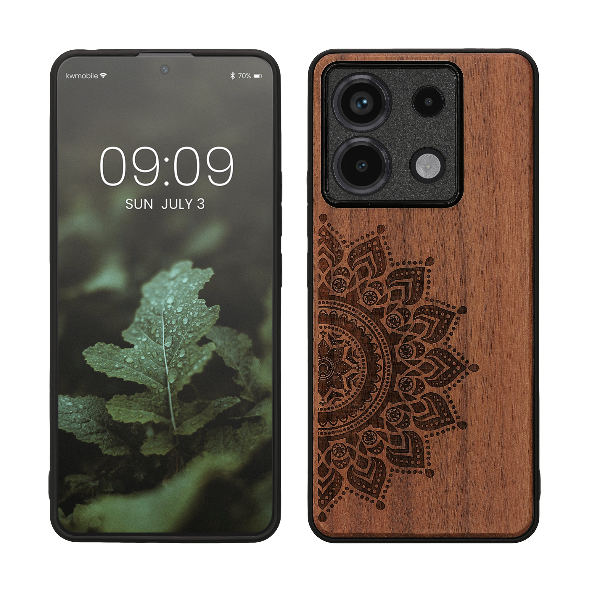 Dřevěný kryt Xiaomi Redmi Note 13 Pro 5G TPU nárazník tmavě hnědá kwmobile