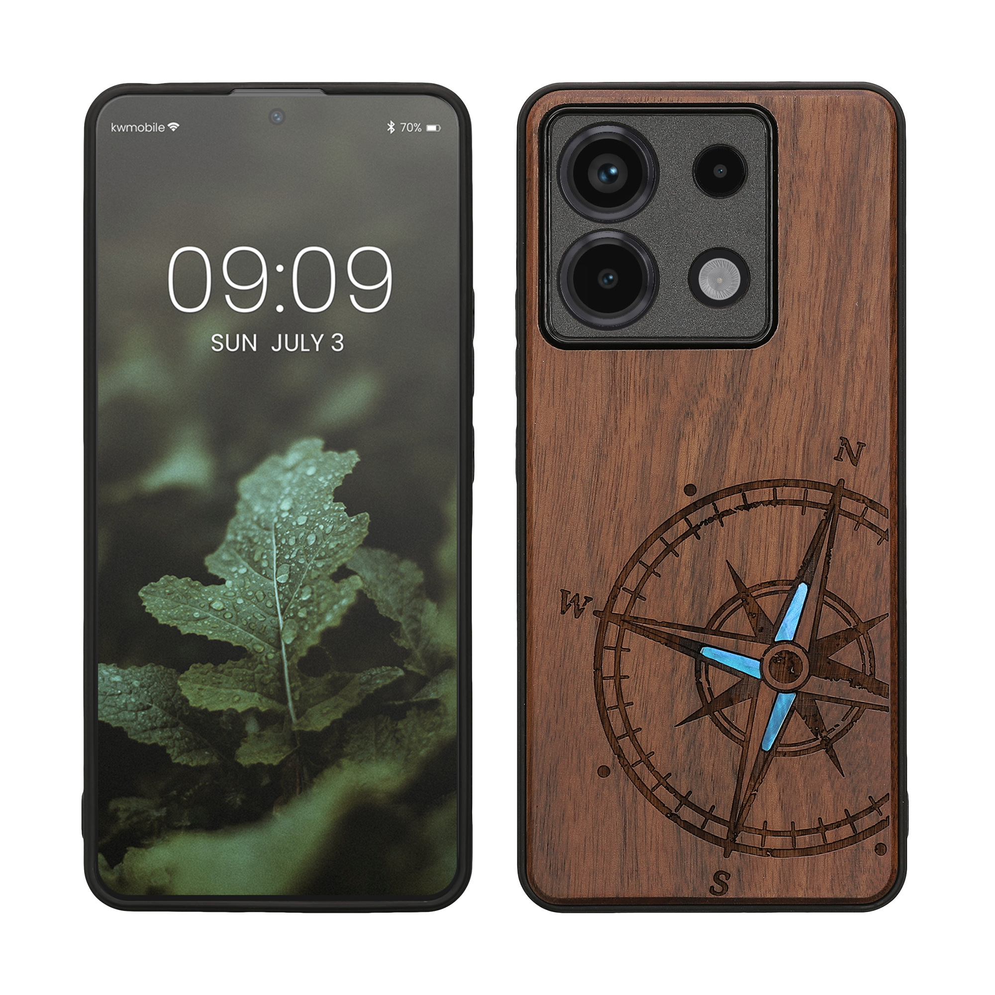 Dřevěný kryt Xiaomi Redmi Note 13 Pro 5G TPU nárazník tmavě hnědá kwmobile