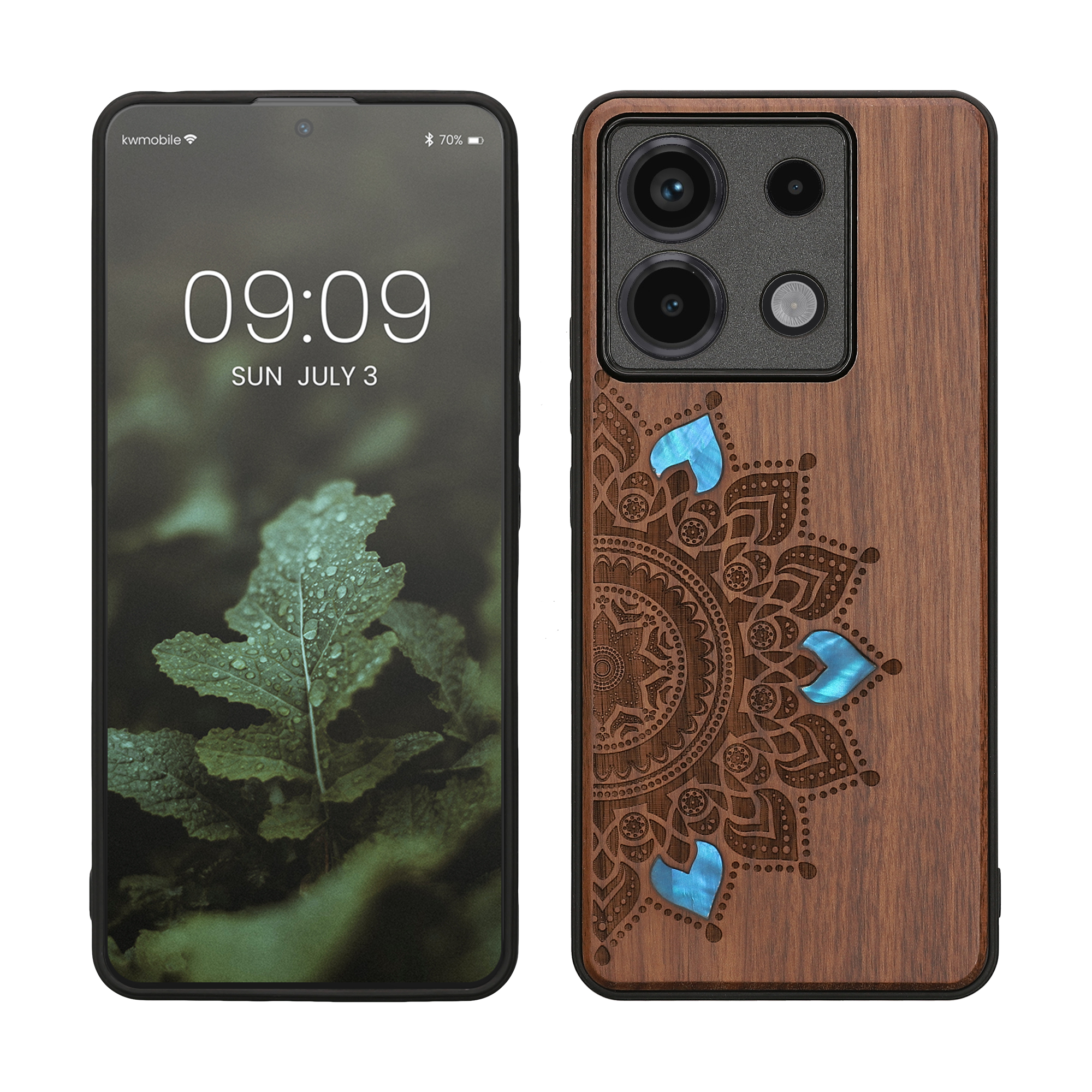 Dřevěný kryt Xiaomi Redmi Note 13 Pro 5G TPU nárazník tmavě hnědá kwmobile