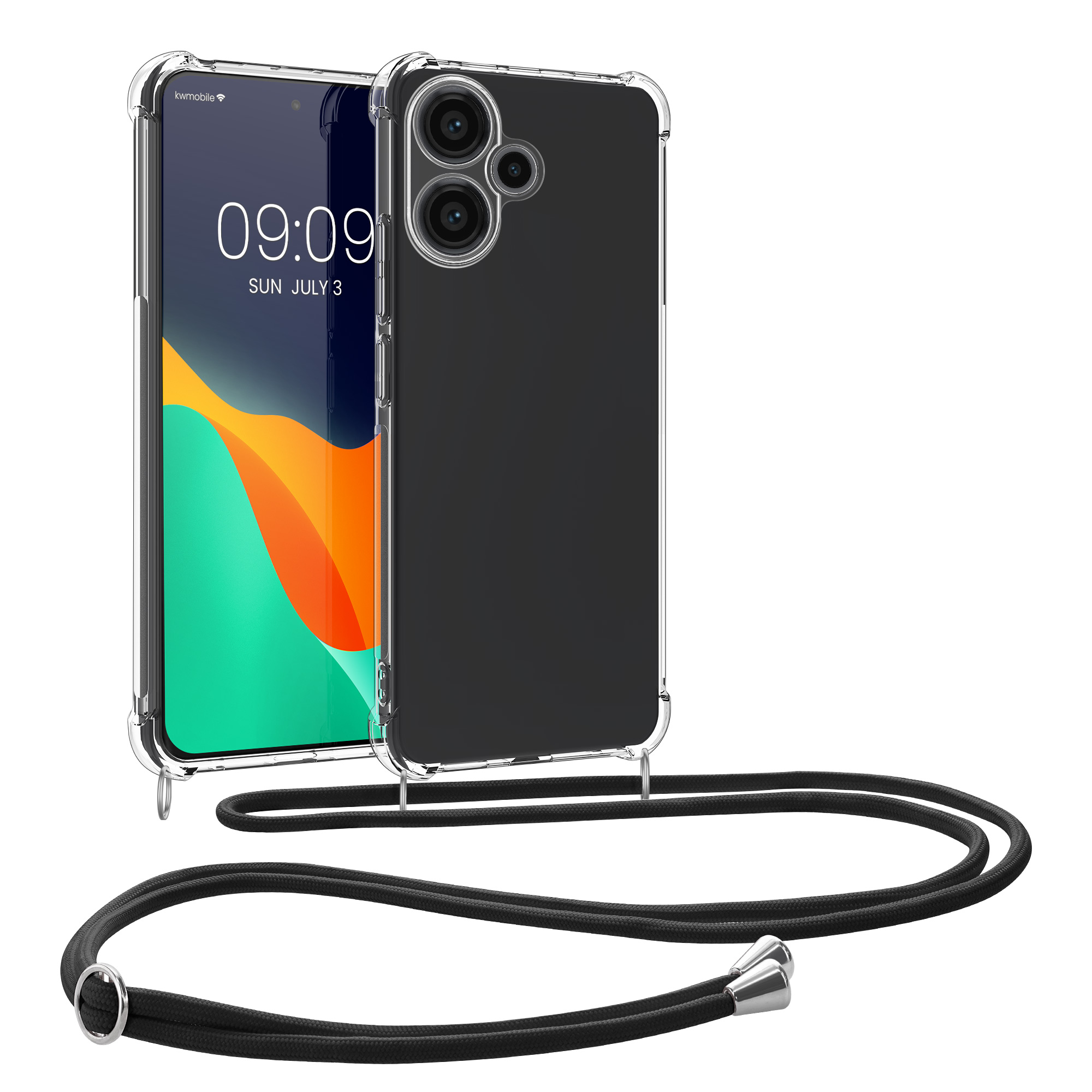 Kryt Xiaomi Redmi Note 13 Pro+ 5G crossbody popruh průhledná kwmobile