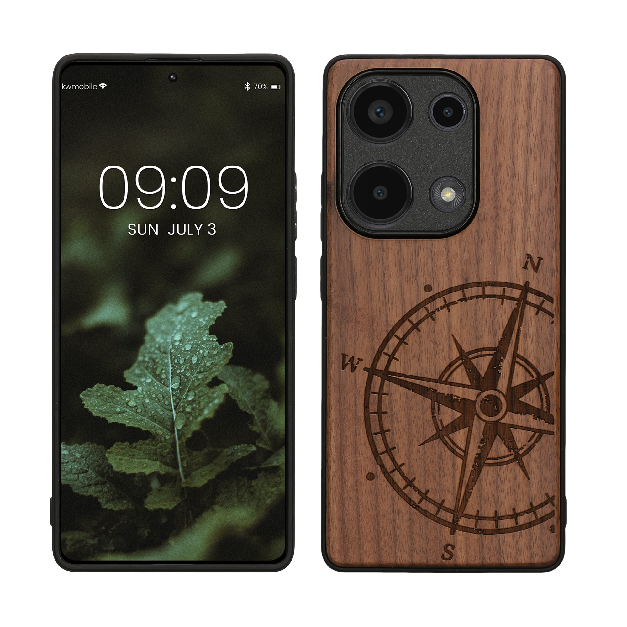 Dřevěný kryt Xiaomi Redmi Note 13 Pro 4G TPU nárazník tmavě hnědá kwmobile