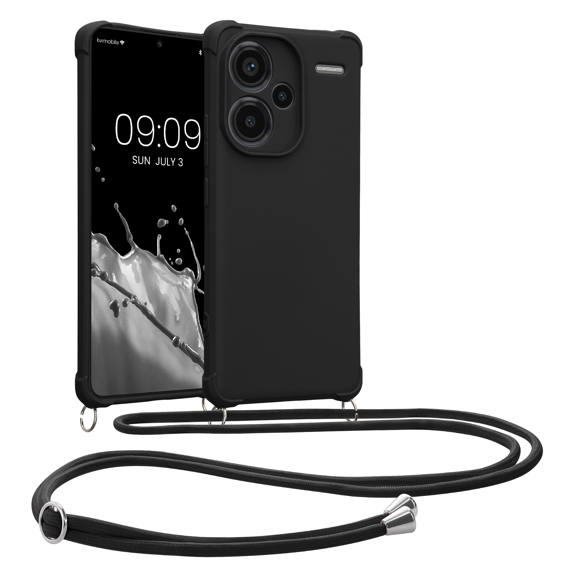 Kryt Xiaomi Redmi Note 13 Pro+ 5G crossbody popruh TPU černá kwmobile