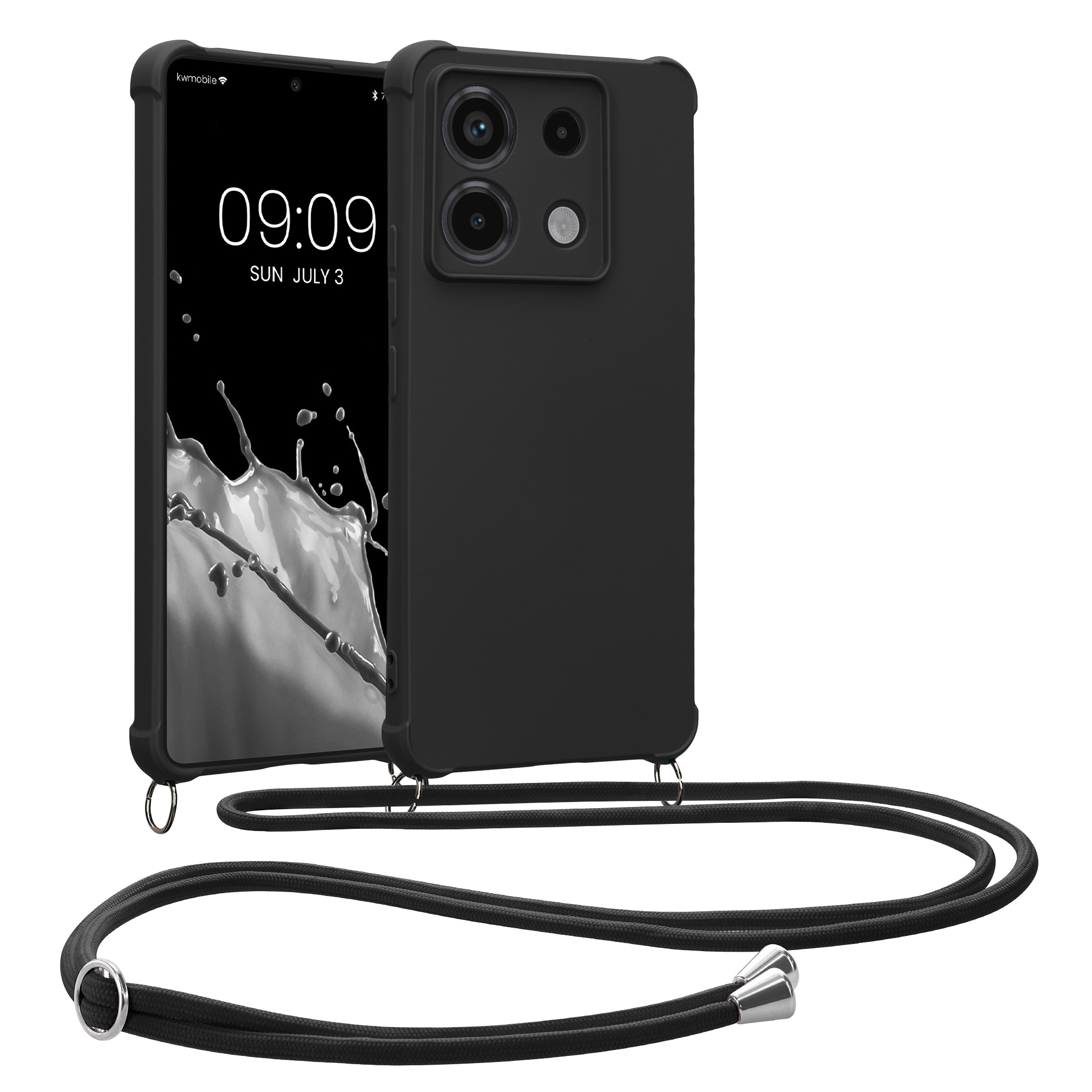 Kryt Xiaomi Redmi Note 13 Pro 5G crossbody popruh TPU černá kwmobile