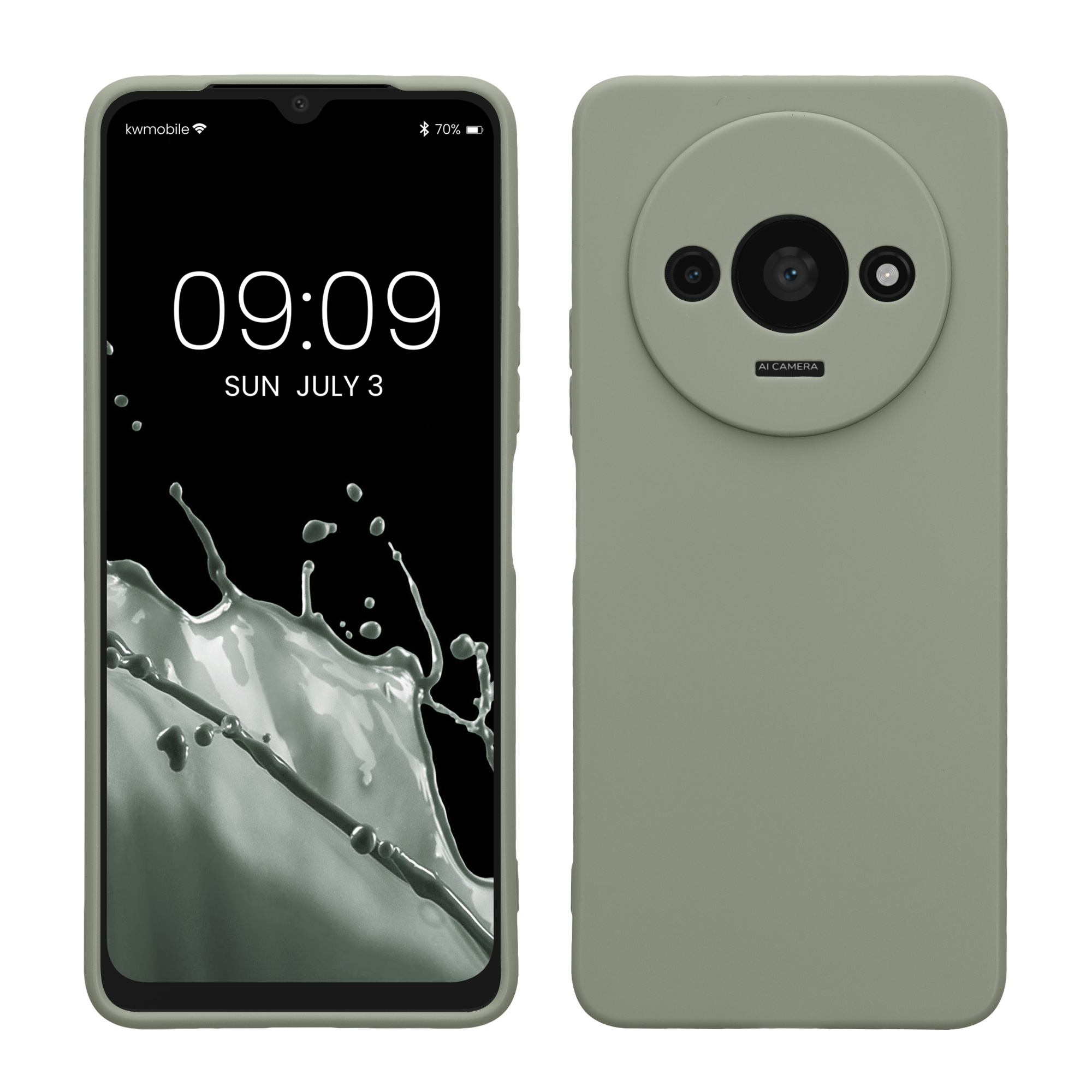 Kryt Xiaomi Redmi A3 silikonový TPU šedozelená kwmobile